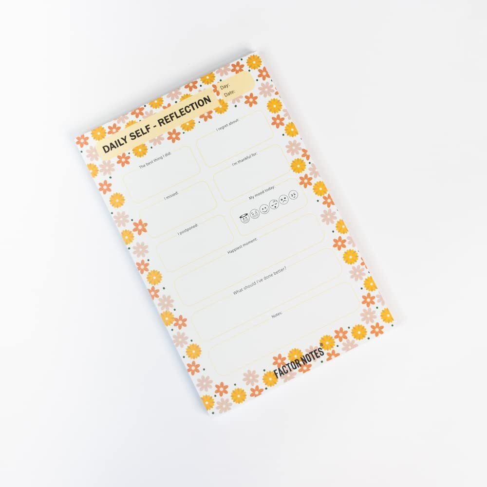 Factor Notes Tear-Off NotepadsA5 Sized|90 Sheets|90 Gsm(Daily Self Reflection)