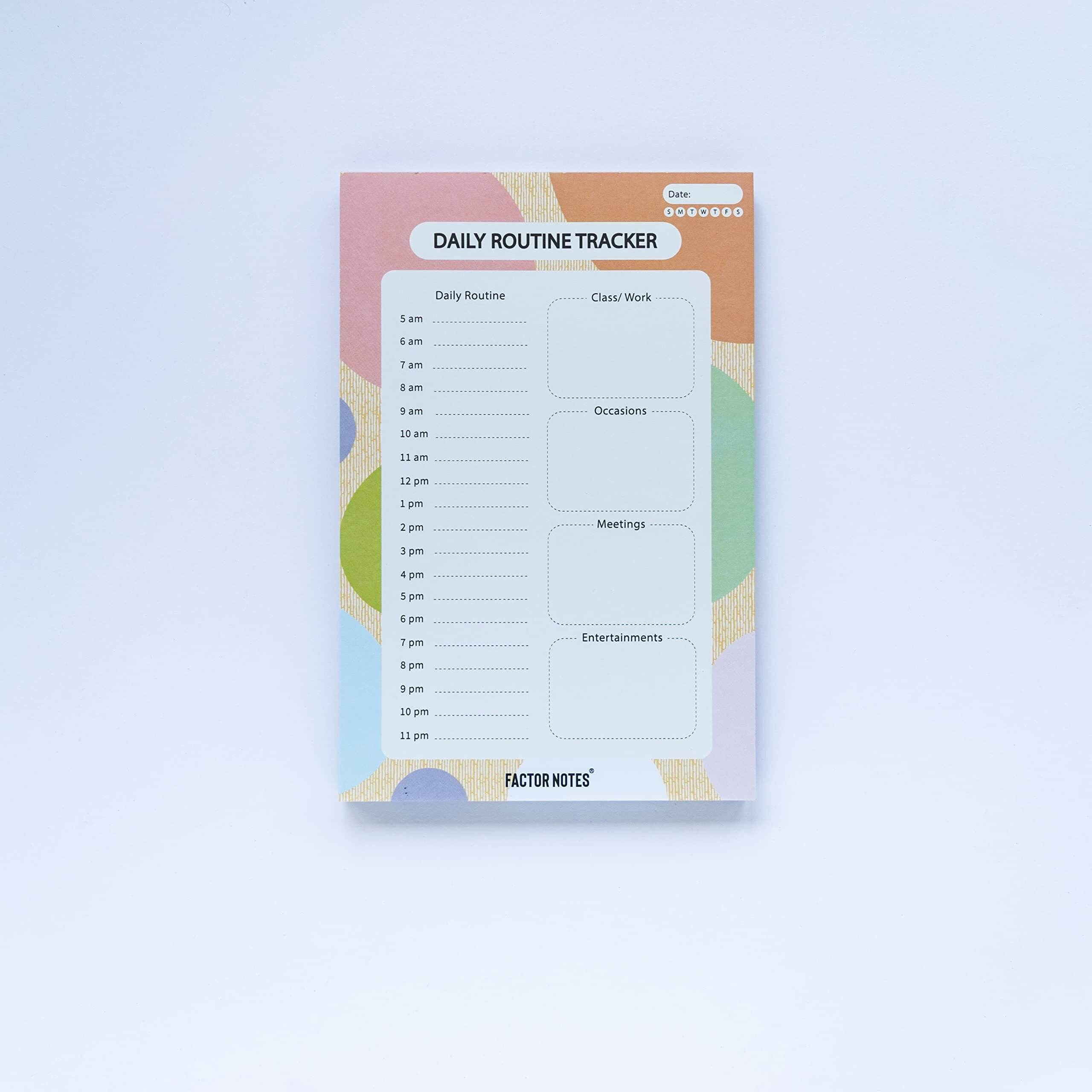 Factor Notes Tear-Off NotepadsA5 Sized|90 Sheets|90 Gsm(Daily Routine Tracker)