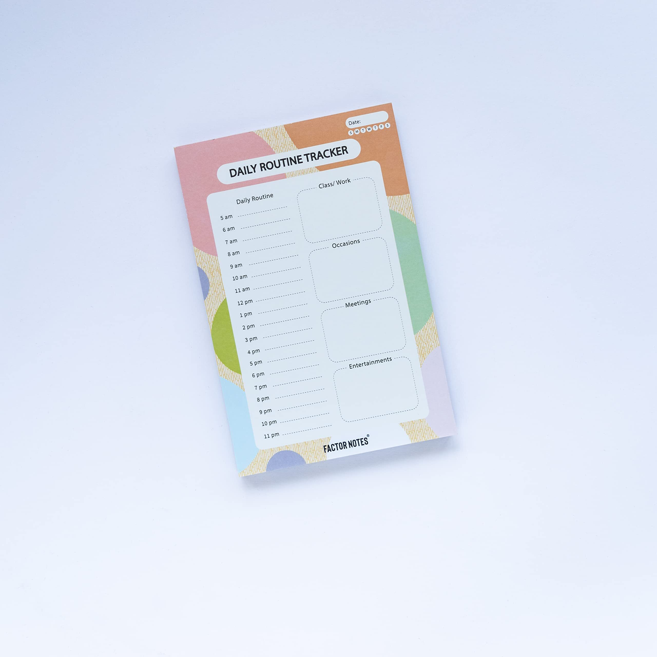 Factor Notes Tear-Off NotepadsA5 Sized|90 Sheets|90 Gsm(Daily Routine Tracker)