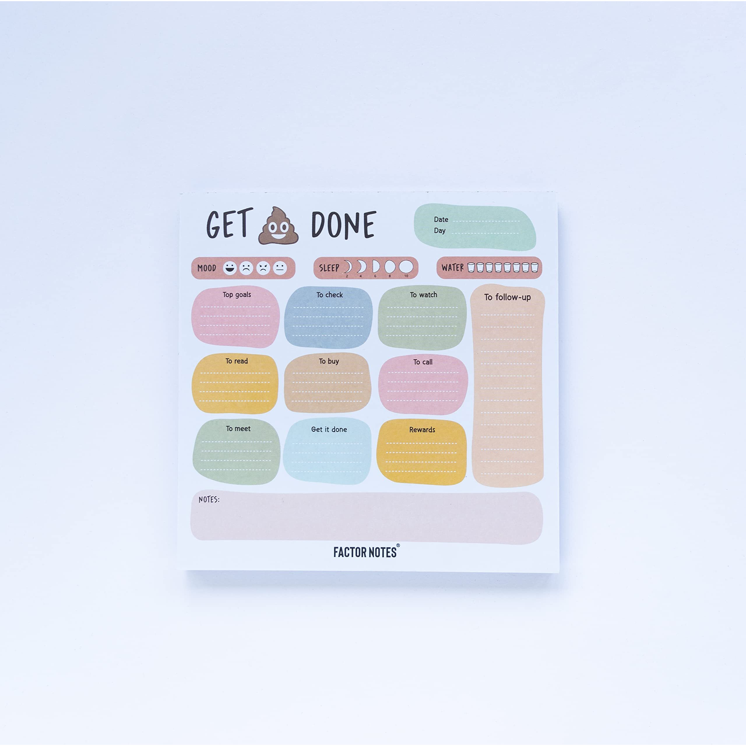 Factor Notes Tear-Off NotepadsSquare Sized|90 Sheets|90 Gsm(Daily Reminder)