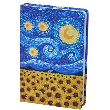 Factor Notes 2025 Classic 12-Month Dated Planner 100+ Stickers | Habit Tracker | Inspirational Quotes | Sleep & Mood Trackers | Vision Board | 3 Bookmarks | Inner Pocket (Starry Flowers)