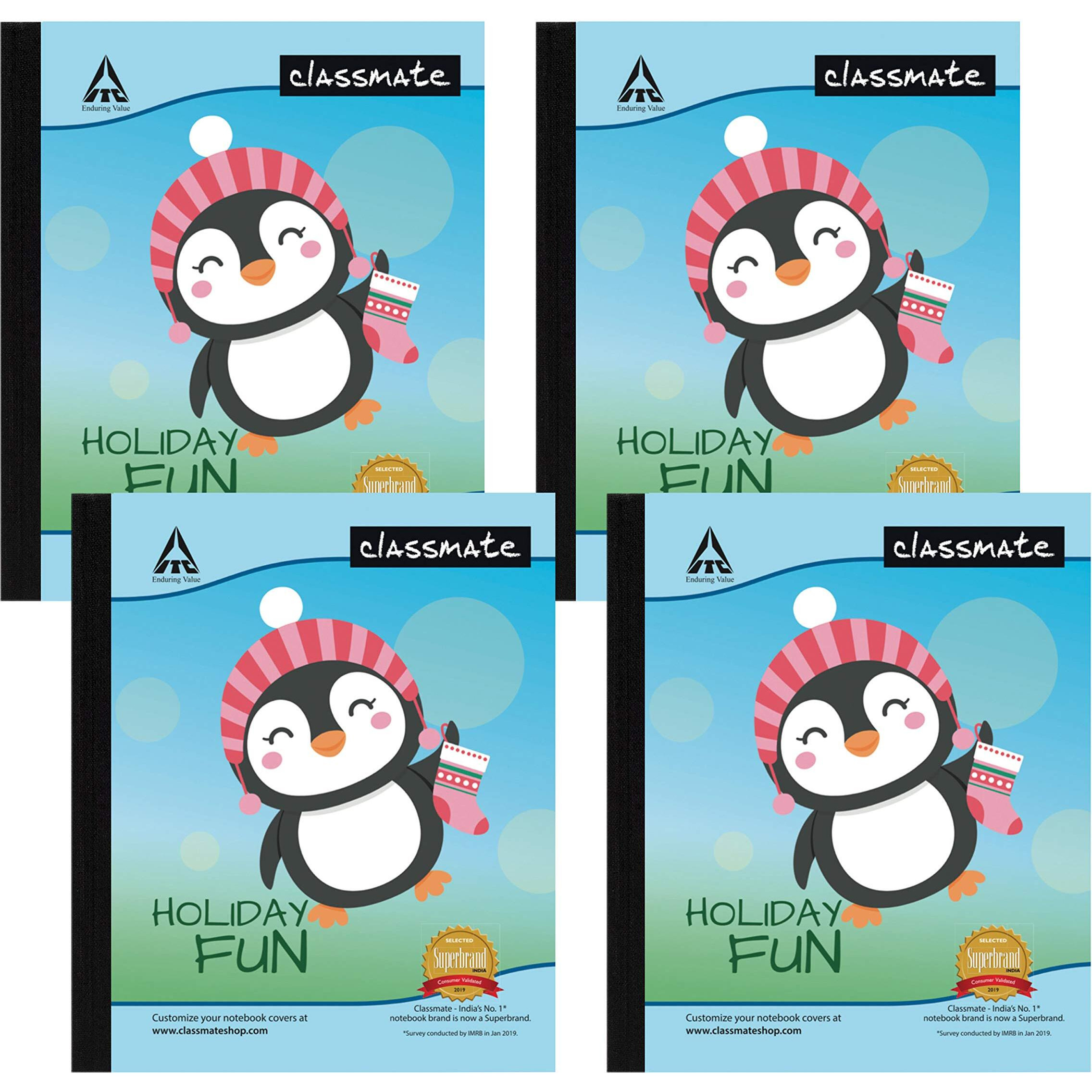 Classmate Notebook - Single Line, 172 Pages, 190 Mm X 155 Mm - Pack Of 4