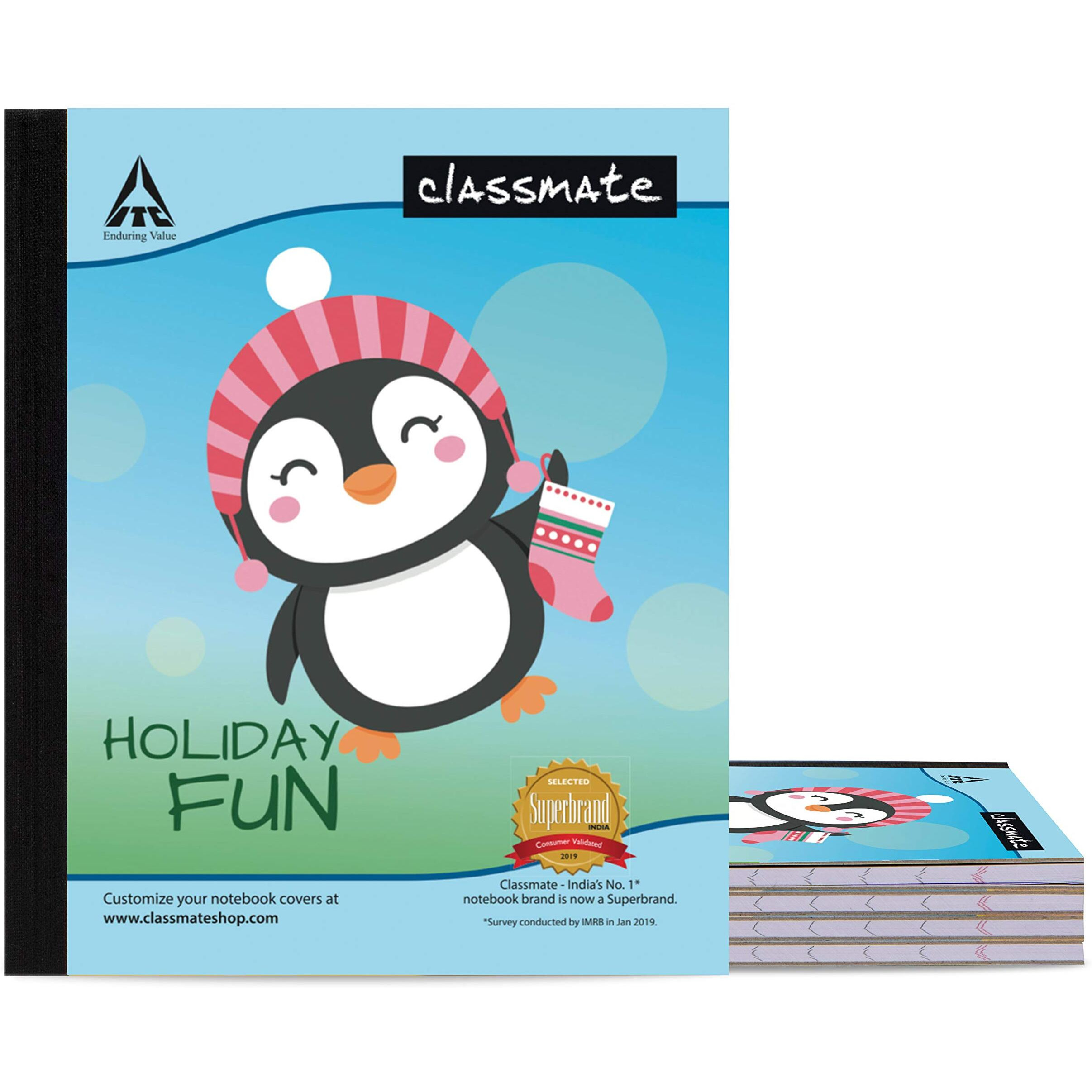 Classmate Notebook - Single Line, 172 Pages, 190 Mm X 155 Mm - Pack Of 4