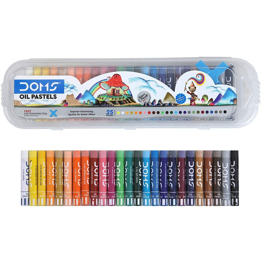 Doms Oil Pastel 25 Shades Plastic Pack, Multicolor (7911)