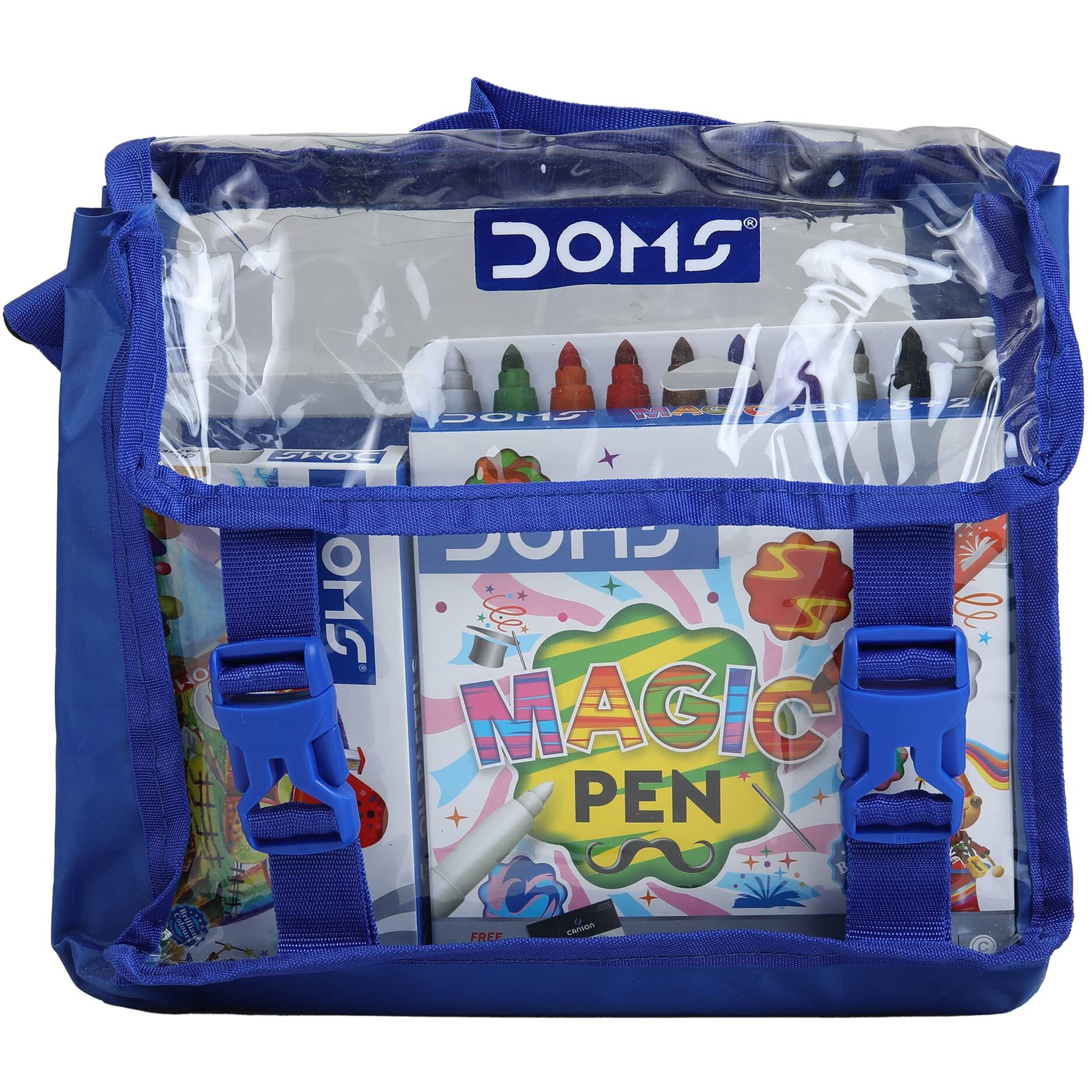 Doms Jonior Art Kit | Comes With Transparent Zipper Bag | Perfect Value Pack | Kit For School Essentials | Gifting Range For Kids | Combination Of 8 Stationery Items