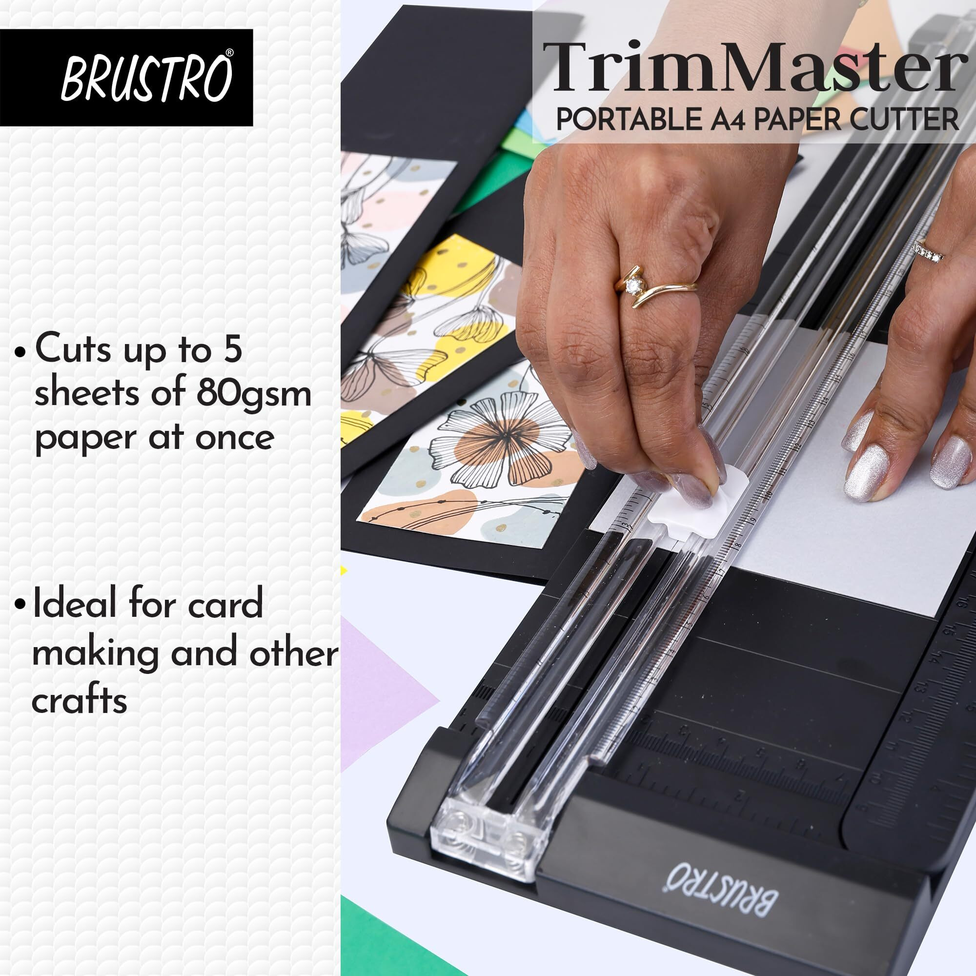 Brustro Trim Master Small Paper Trimmer, Portable A4 Paper Cutter | 12 Inches, Sks-7 Blade | Ideal For Scrapbook, Cardstock, Label, Origami, Card, Laminated Paper, Photo, Coupon And Craft Project