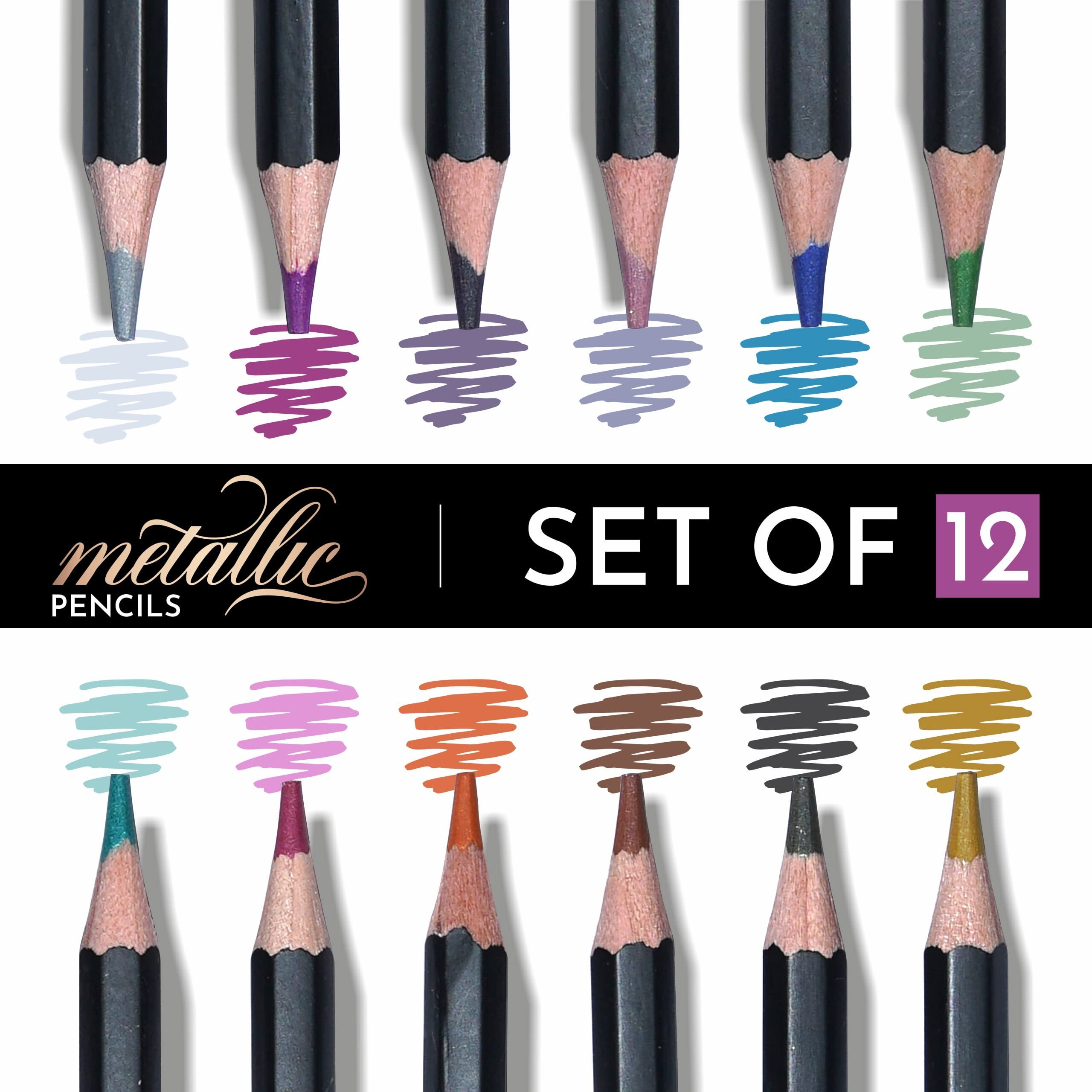 Brustro Artist Metallic Colour Pencil Set Of 12 Shades, 3.3Mm Lead | Wax-Based, Ergonommic, Break Resistant, Easy Blending, Non-Toxic Colors, Ideal For Fine Art And Craft.