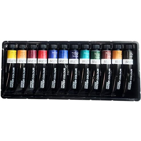 Brustro Artist's Watercolour Paint |5Ml Tubes Set Of 12 Colours| Ideal For Landscape, Portrait, Paper, Painting, Artist, Professional Watercolor, Transparent Colors, Painting Dry & Wet, Fine Art