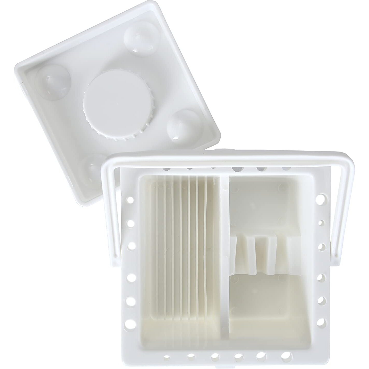 Brustro Artists Paint Brush Cleaning Wash Tub - (20L X 10W X 20H Cm) | 2 Sectioned Water Chamber (9Cm Depth), Multi Purpose, Graduated Ribs, Ideal For Oil, Acrylic, Watercolour.