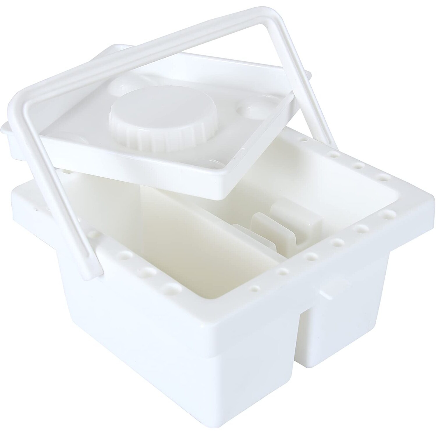 Brustro Artists Paint Brush Cleaning Wash Tub - (20L X 10W X 20H Cm) | 2 Sectioned Water Chamber (9Cm Depth), Multi Purpose, Graduated Ribs, Ideal For Oil, Acrylic, Watercolour.