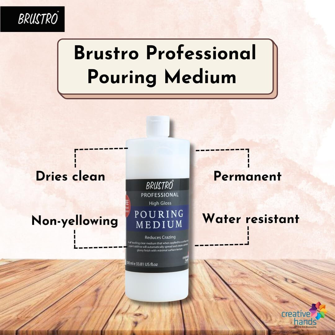 Brustro Pouring Medium 1000 Ml (1 Ltr.). Free Brustro Pouring Medium 200 Ml (Worth Rs. 499)