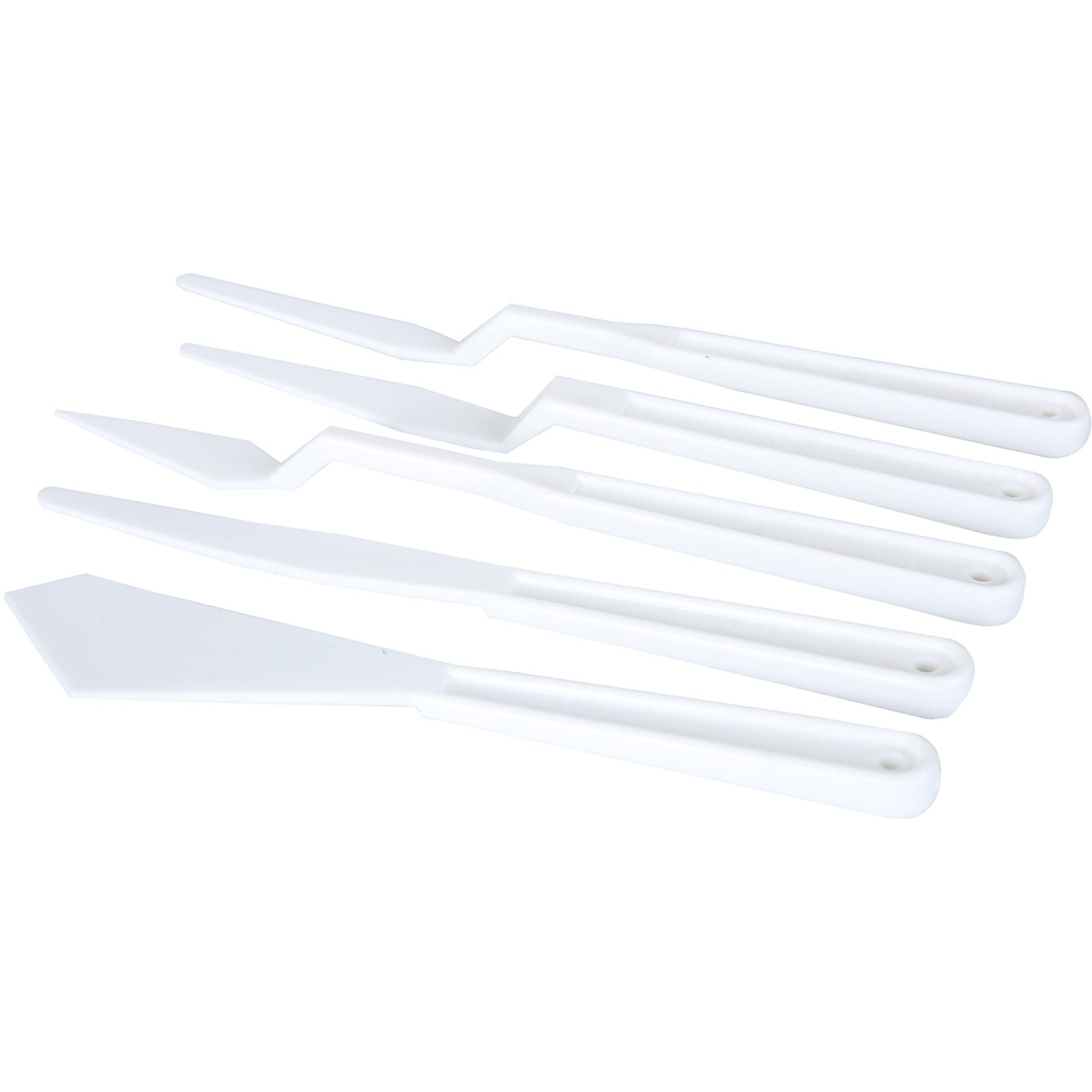 Brustro Plastic Palette Painting Knives | Set Of 5 (3 Cranked Handles, 2 Flat) | Made Of Flexible, Stain Resistant Plastic, Ideal For Texturing, Acrylic, Oil Paints.