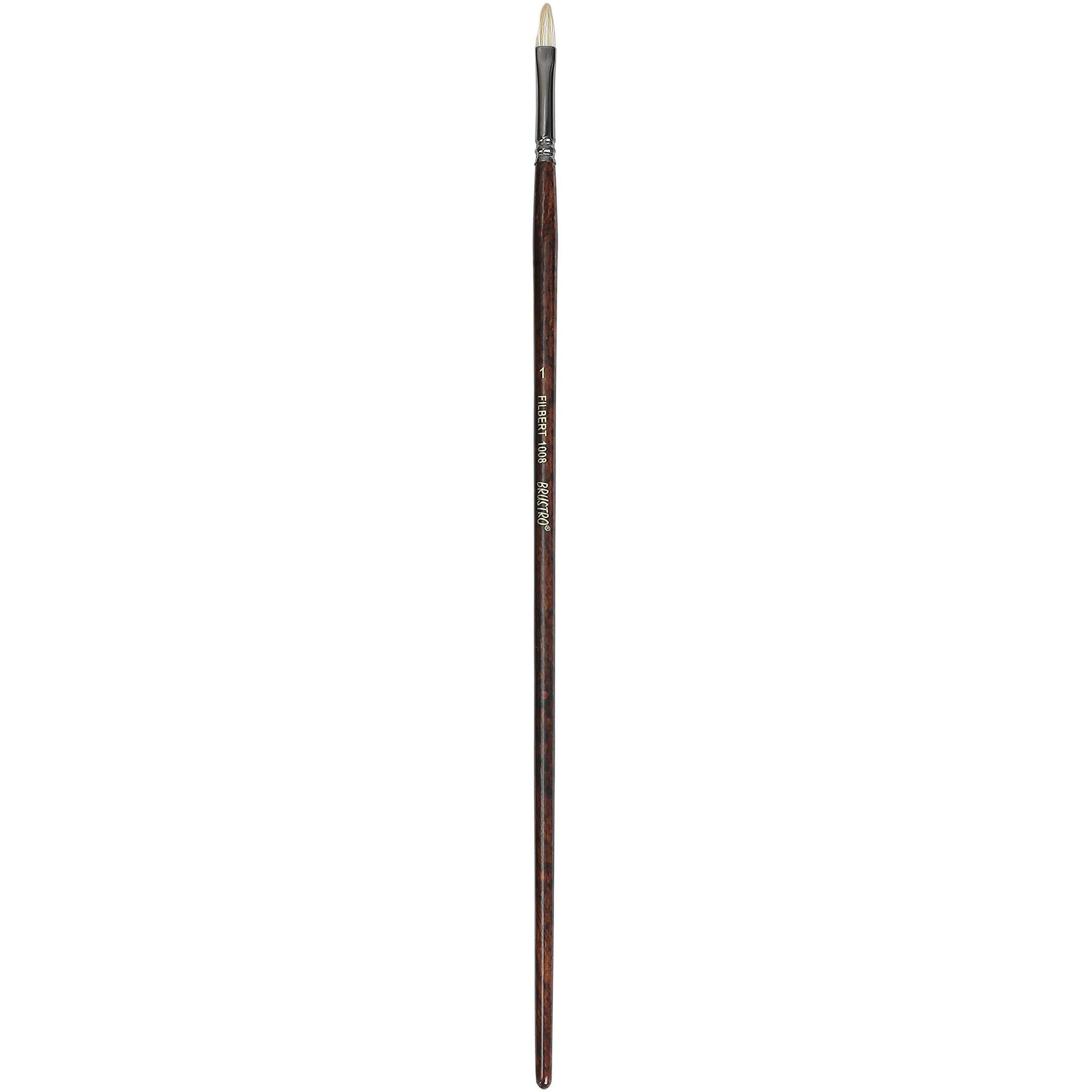Brustro Artists Bristlewhite Filbert Brush Series 1008 - Brush No. 1, Chungking Hog Bristle | Ideal For Oil, Acrylic Painting On Paper, Canvas, Fine Art Students And Professionals