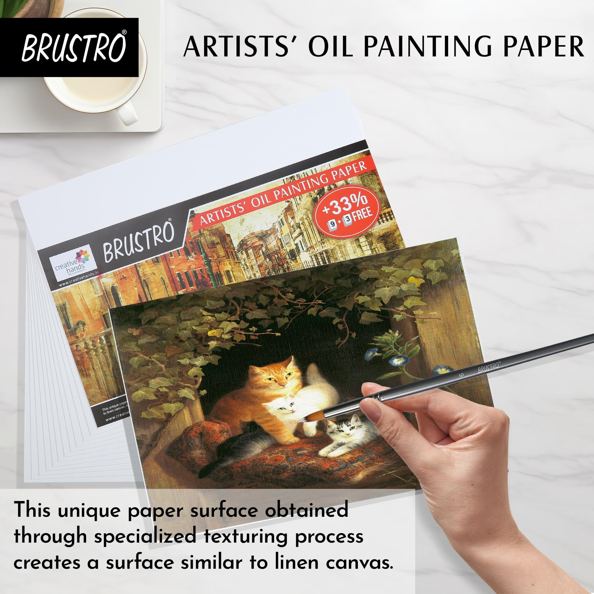 Brustro Artists Oil Painting Paper 300 Gsm A4 (Pack Of 9 + 3 Free Sheets)