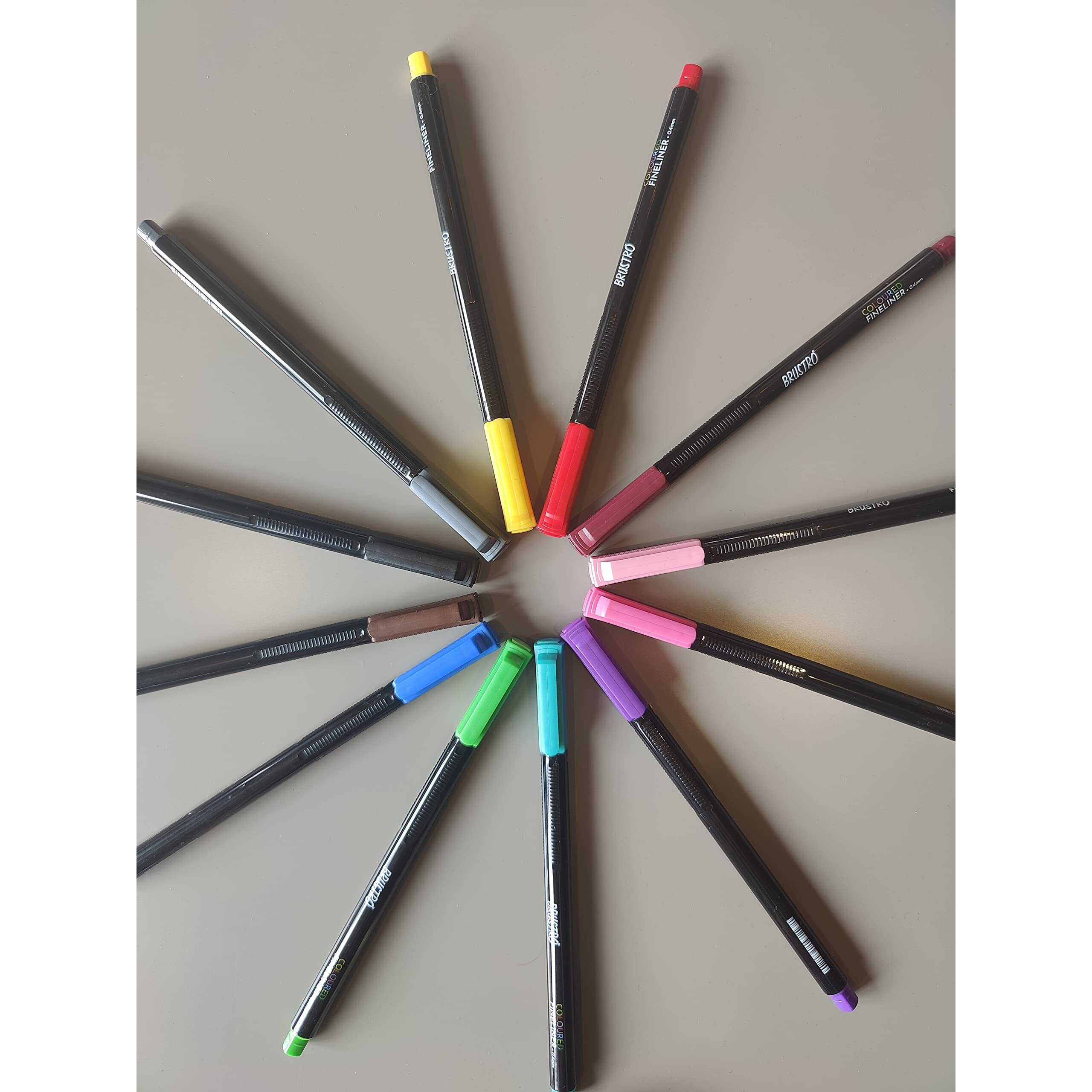 Brustro Coloured Fineliner Set Of 12, 0.4Mm. Ideal For Writing, Drawing, Doodles, Mandala Etc.