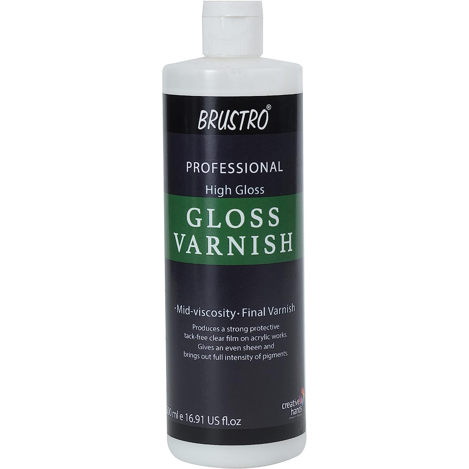 Brustro Artist's Professional Liquid Varnish| High Gloss Finish|500Ml| Apply With Brush |Perfect Coating On Acrylic Painting,Non-Yellowing,Transparent,Canvas,Paper, Artwork Protection.