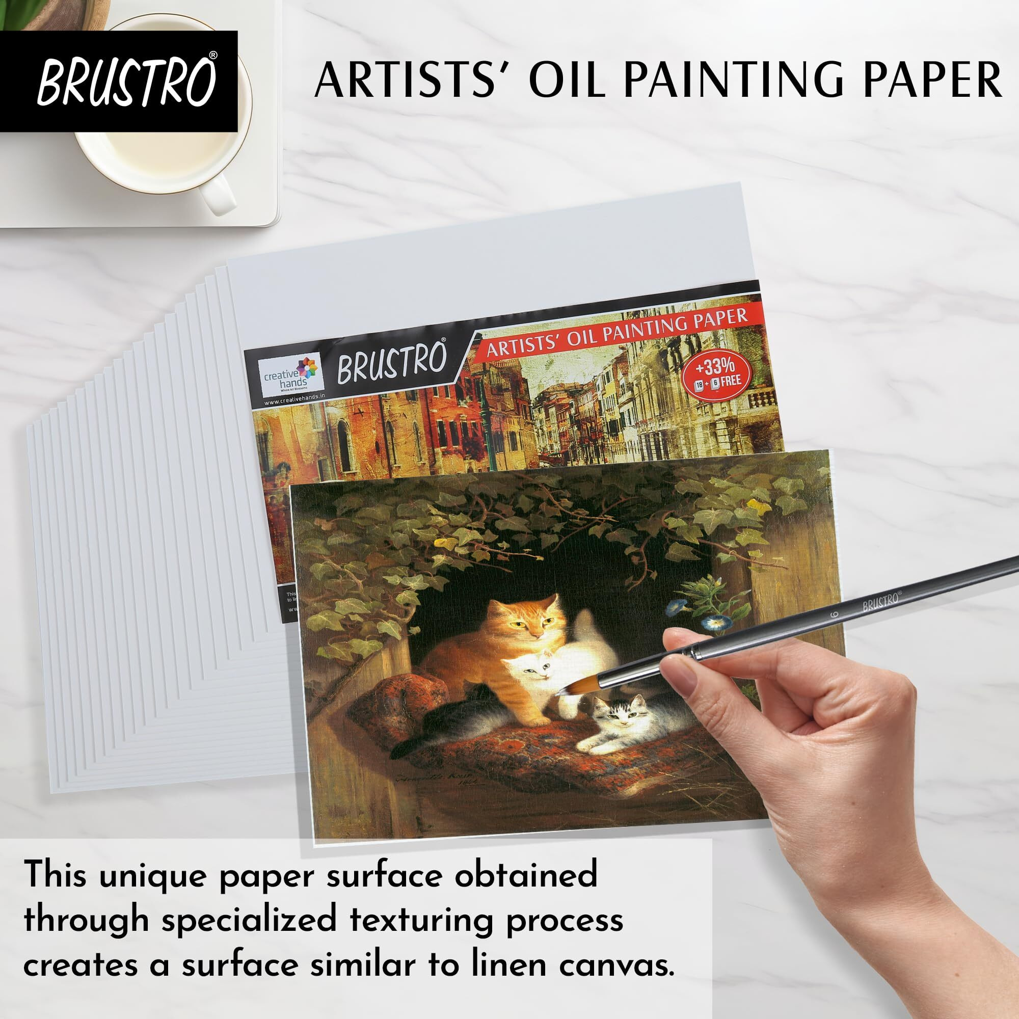 Brustro Artists Oil Painting Paper 300 Gsm A5 (Pack Of 18 + 6 Free Sheets)