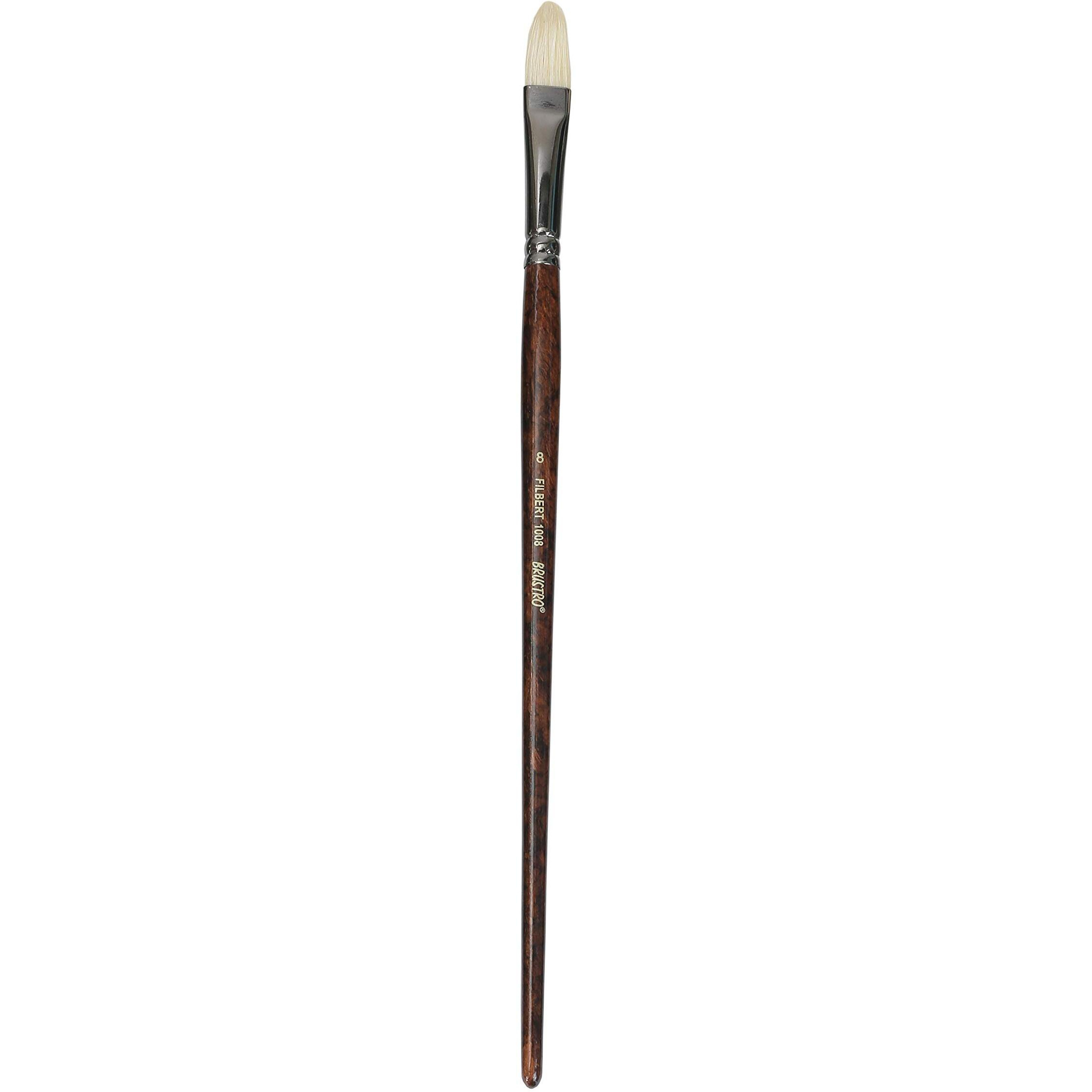Brustro Artists Bristlewhite Filbert Brush Series 1008 - Brush No. 8, Chungking Hog Bristle | Ideal For Oil, Acrylic Painting On Paper, Canvas, Fine Art Students And Professionals