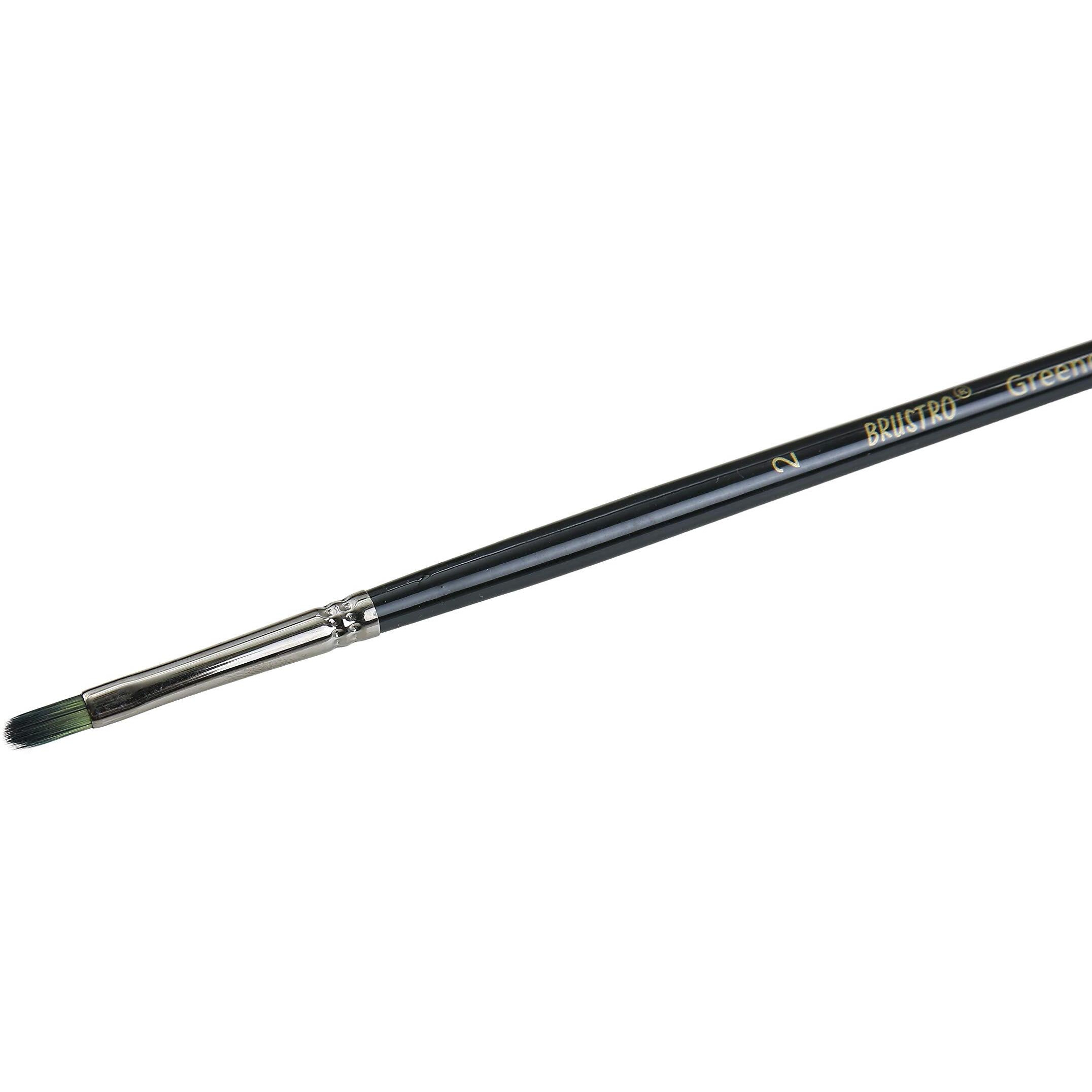 Brustro Artists Greengold Acrylic Brush Filbert Series 1800 - Size - 2 | Ideal For Oil, Acrylic Painting On Paper, Canvas, Fine Art Students And Professional.