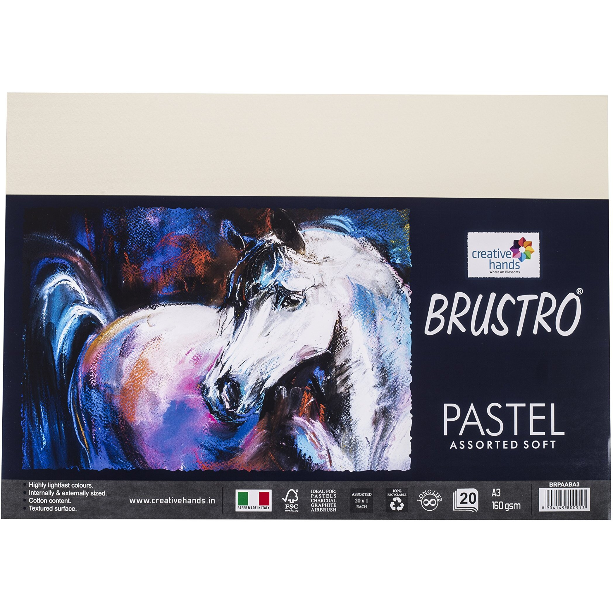 Brustro Artists Pastel Papers 160 Gsm A3 Assorted Soft (Pack Of 20 Sheets)