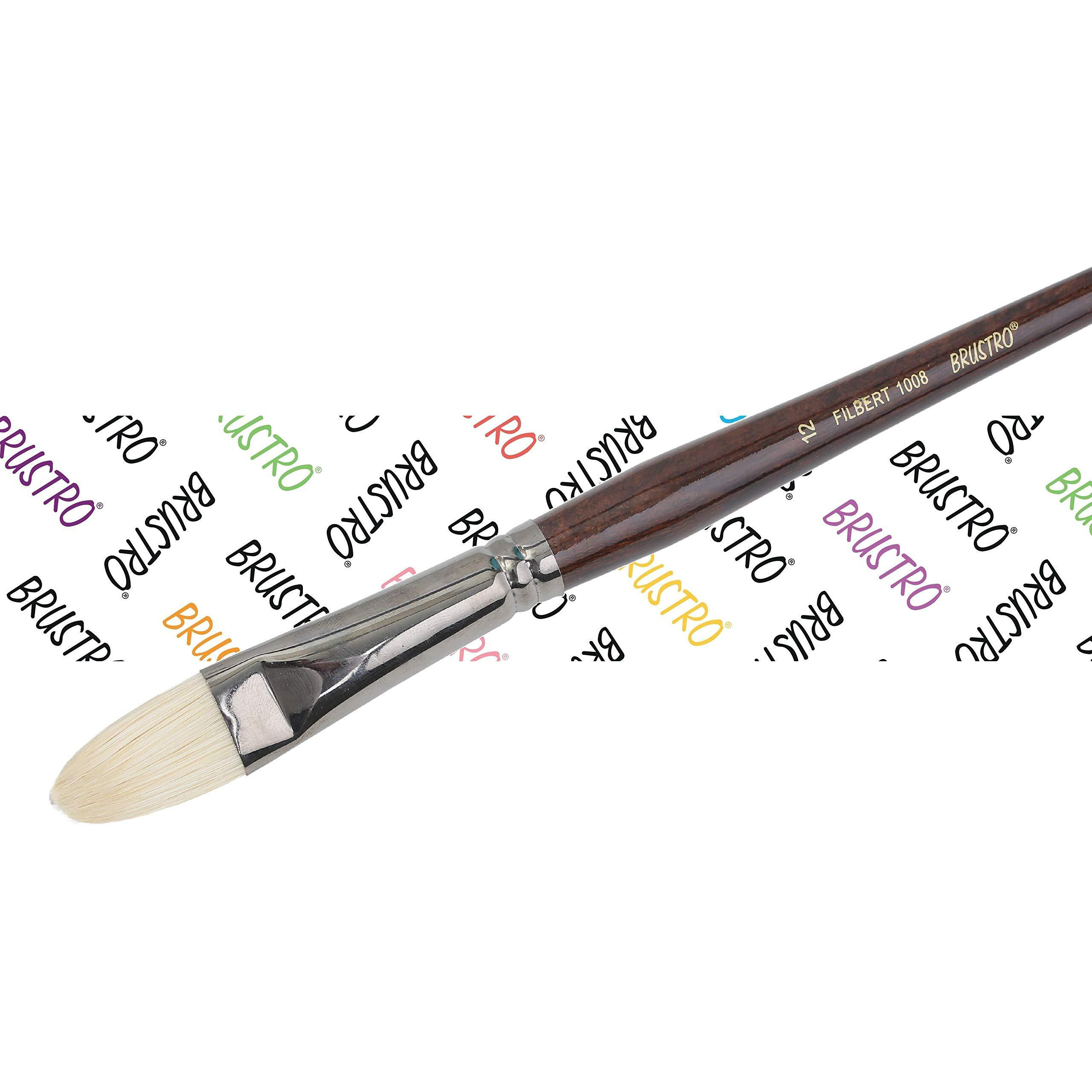 Brustro Artists Bristlewhite Filbert Brush Series 1008 - Brush No. 12, Chungking Hog Bristle | Ideal For Oil, Acrylic Painting On Paper, Canvas, Fine Art Students And Professionals