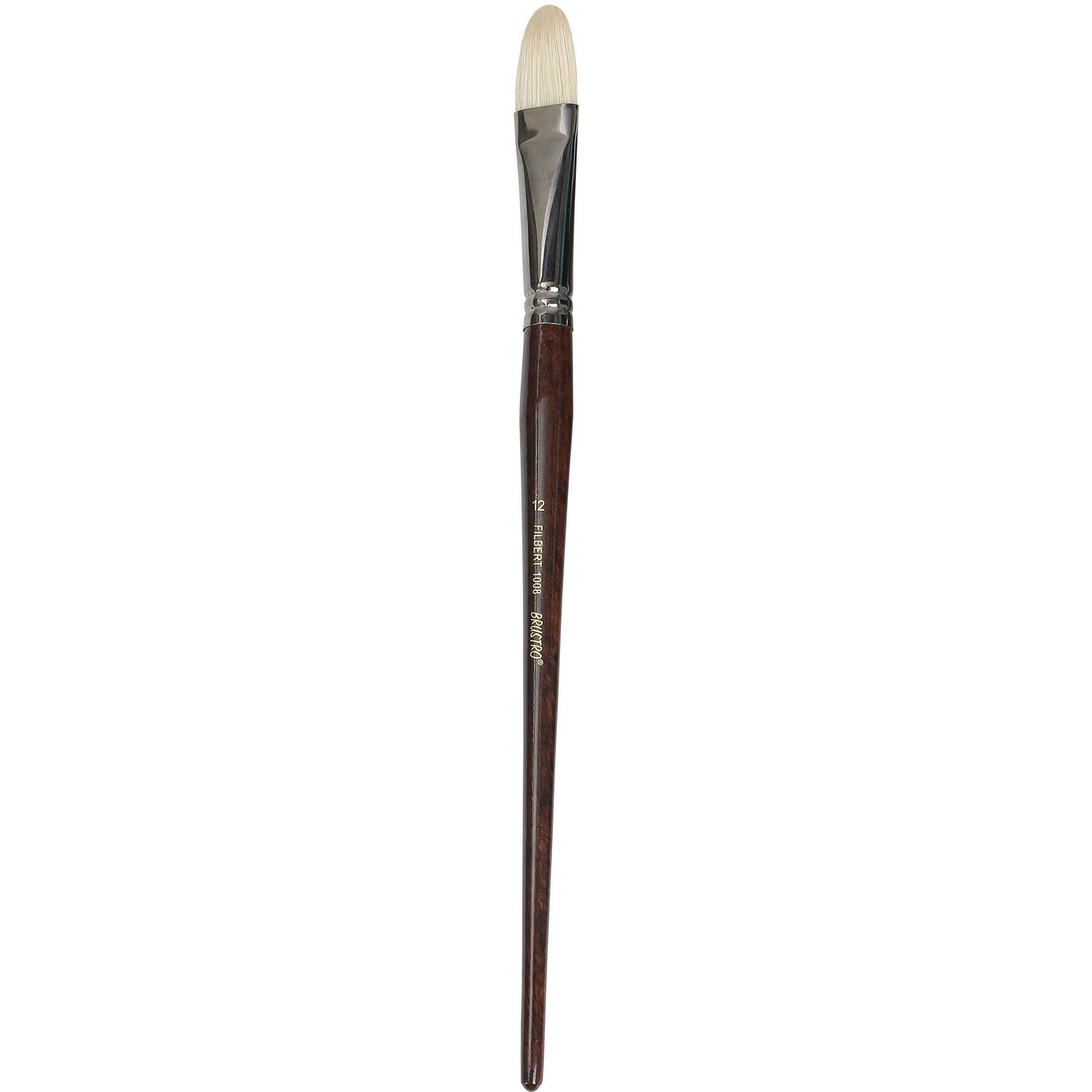 Brustro Artists Bristlewhite Filbert Brush Series 1008 - Brush No. 12, Chungking Hog Bristle | Ideal For Oil, Acrylic Painting On Paper, Canvas, Fine Art Students And Professionals