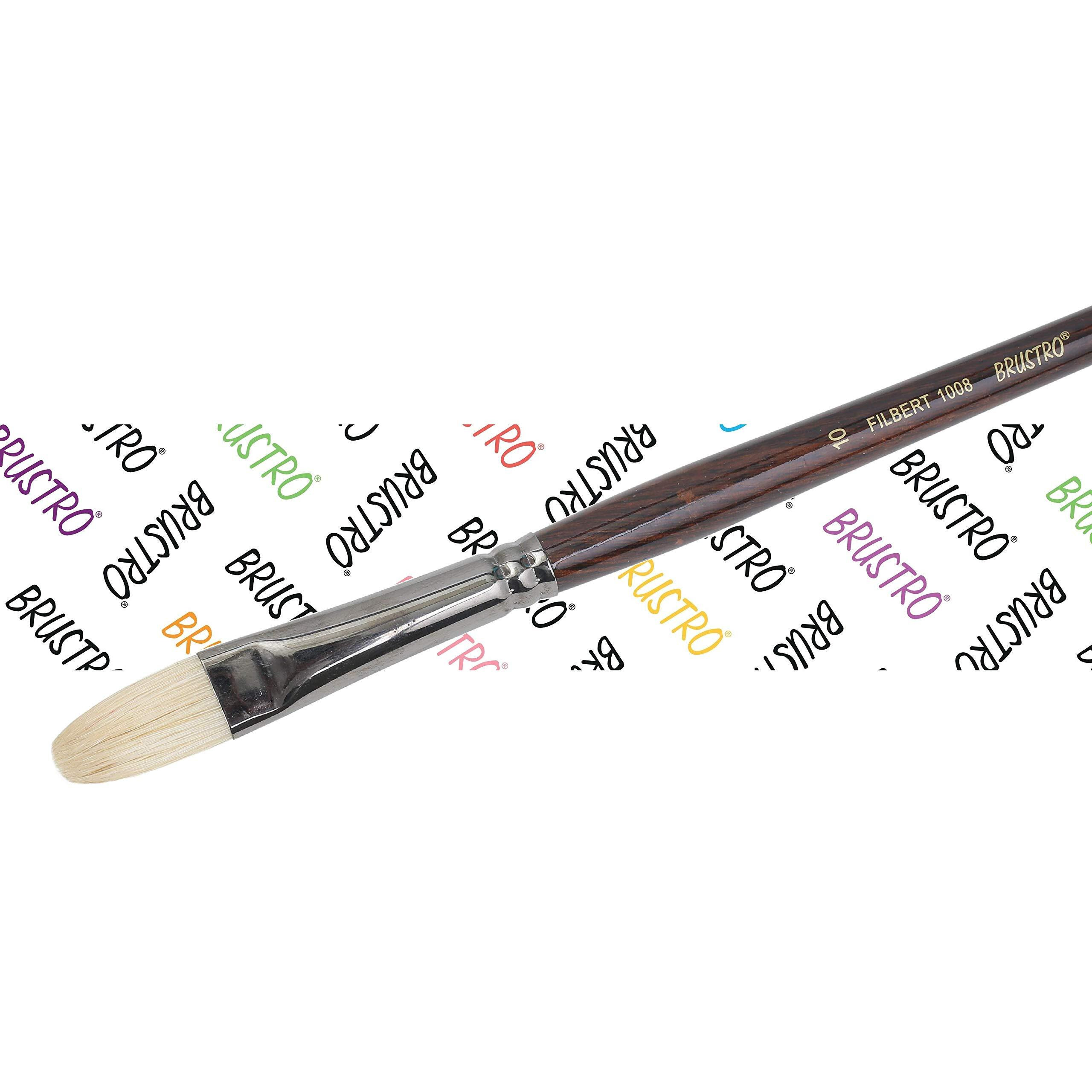 Brustro Artists Bristlewhite Filbert Brush Series 1008 - Brush No. 10, Chungking Hog Bristle | Ideal For Oil, Acrylic Painting On Paper, Canvas, Fine Art Students And Professionals