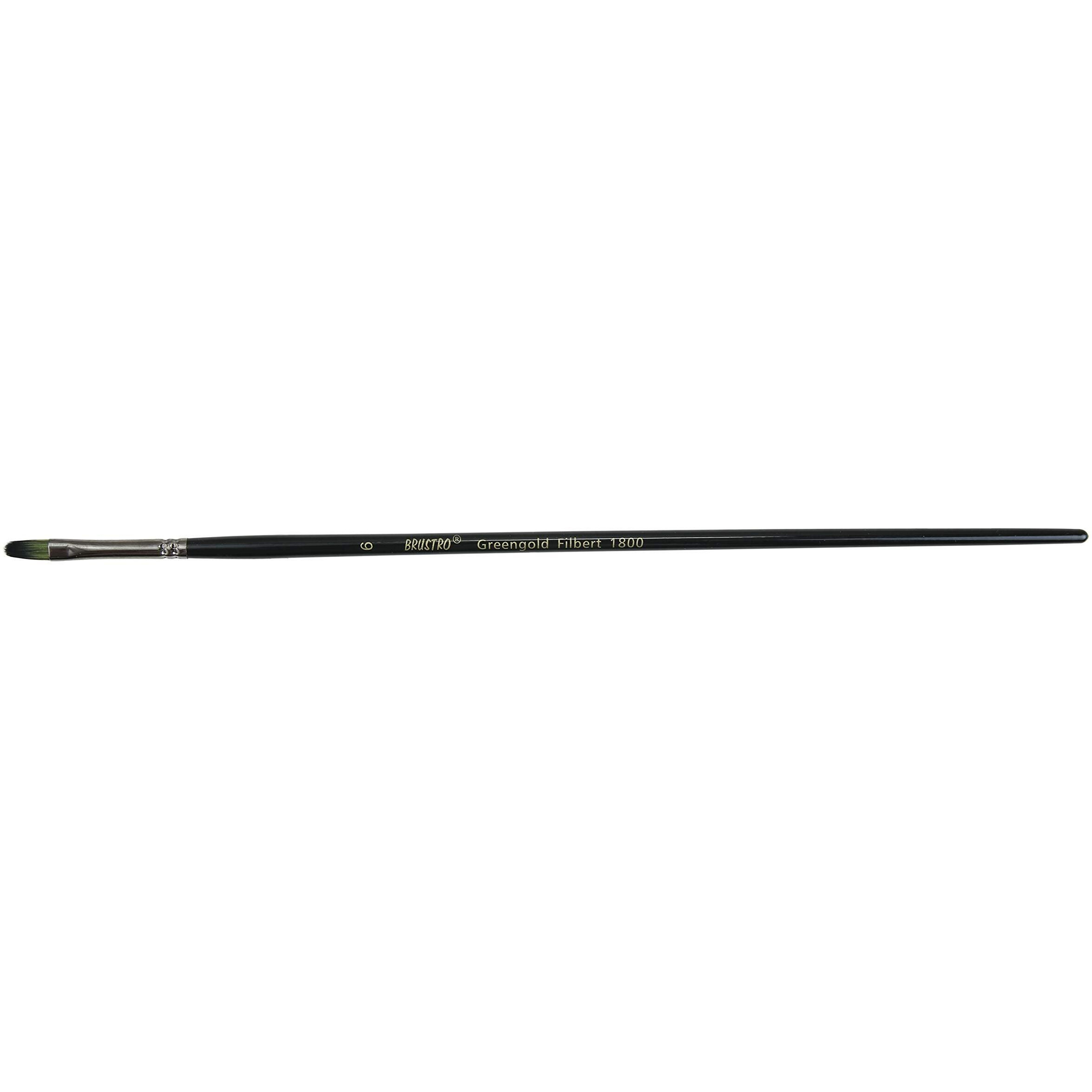 Brustro Artists Greengold Acrylic Brush Filbert Series 1800 - Size - 6 | Ideal For Oil, Acrylic Painting On Paper, Canvas, Fine Art Students And Professional.