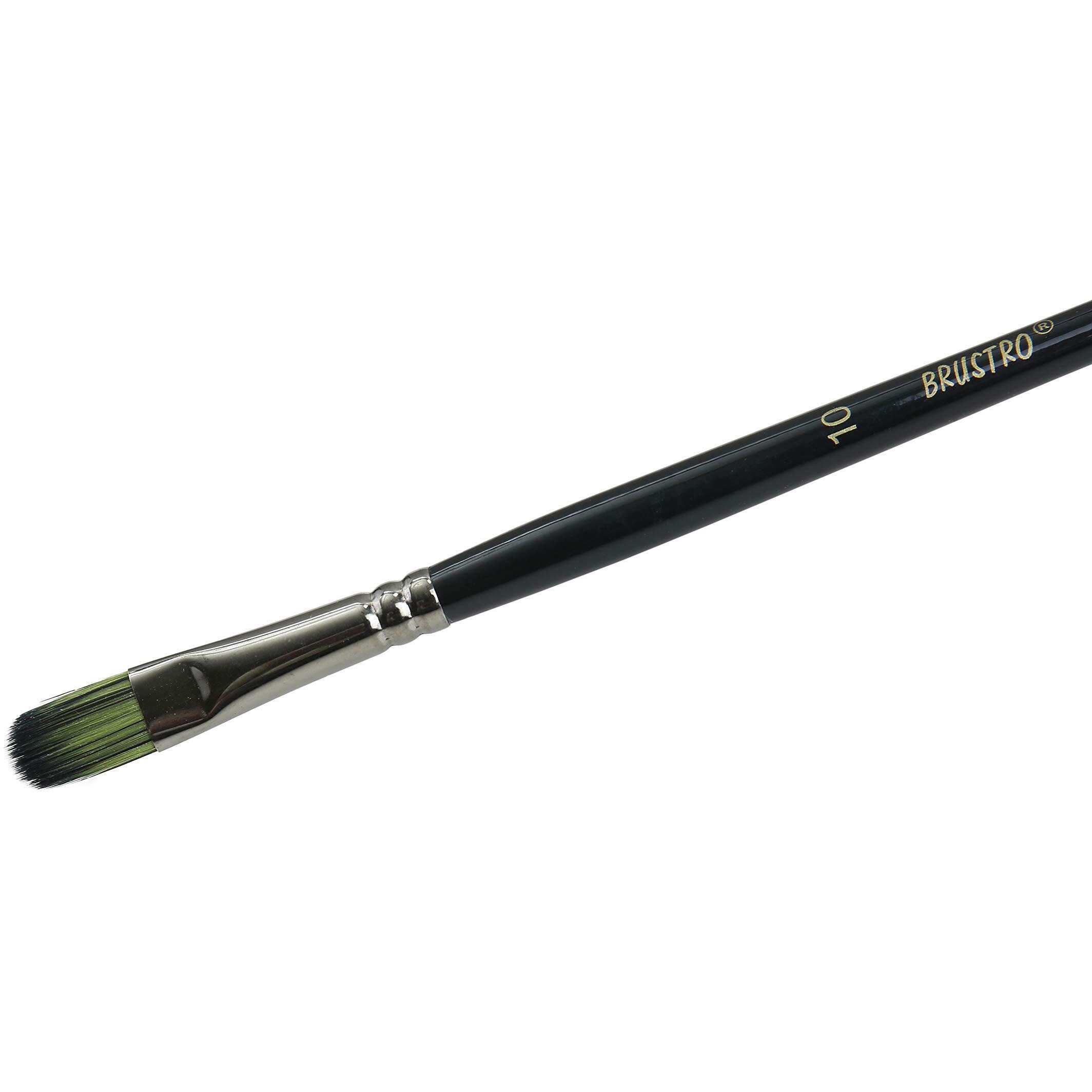 Brustro Artists Greengold Acrylic Brush Filbert Series 1800 - Size - 10 | Ideal For Oil, Acrylic Painting On Paper, Canvas, Fine Art Students And Professional.