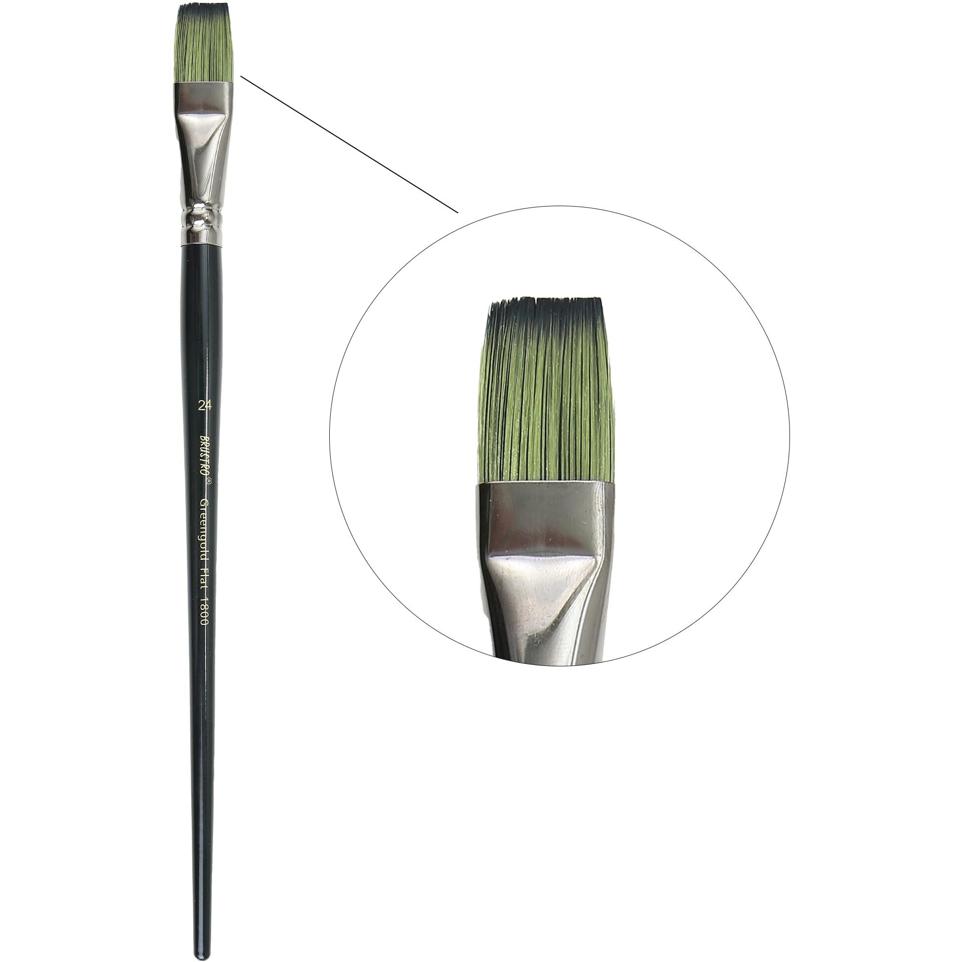 Brustro Artists Greengold Acrylic Brush Flat Series 1800 - Size - 24 | Ideal For Oil, Acrylic Painting On Paper, Canvas, Fine Art Students And Professional.