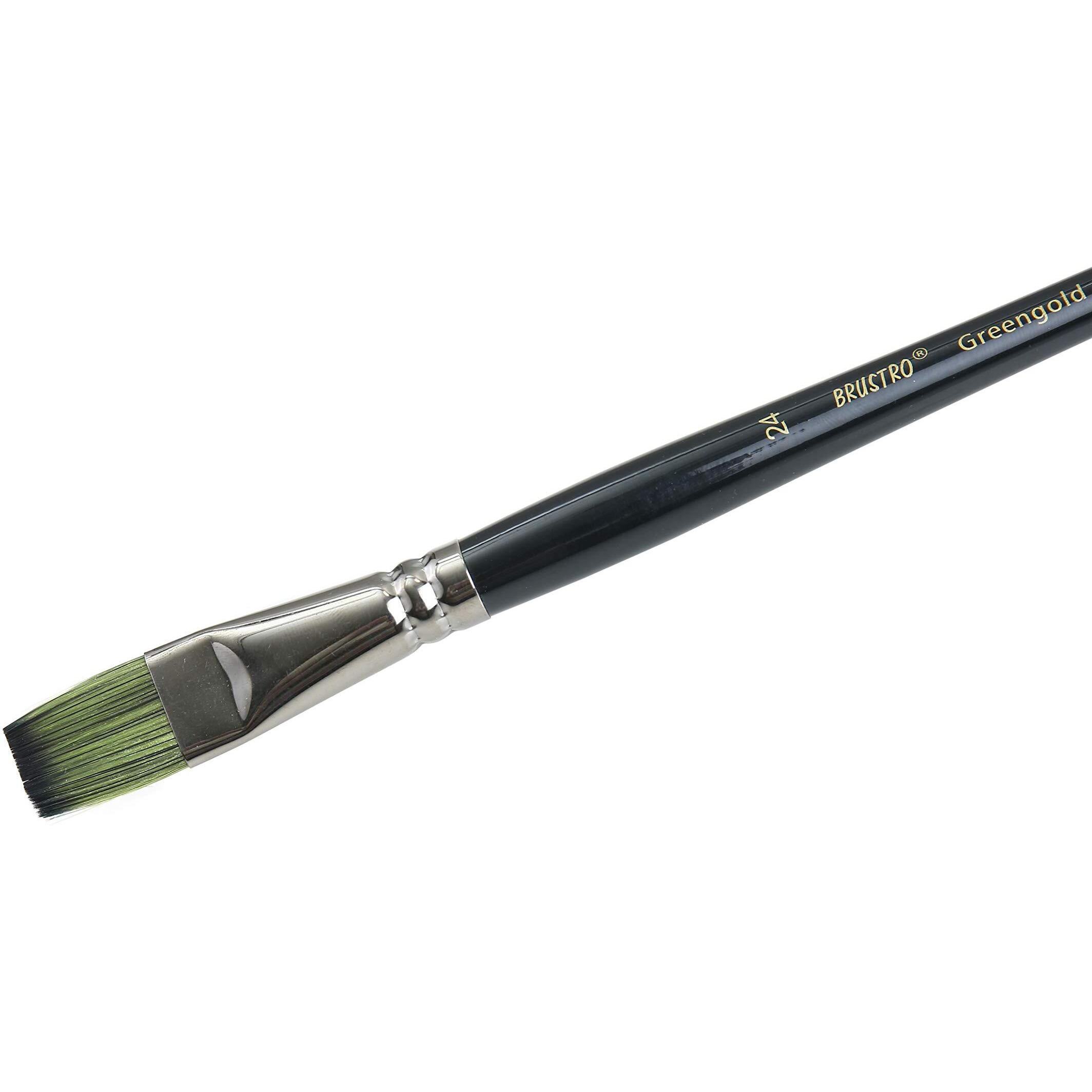 Brustro Artists Greengold Acrylic Brush Flat Series 1800 - Size - 24 | Ideal For Oil, Acrylic Painting On Paper, Canvas, Fine Art Students And Professional.
