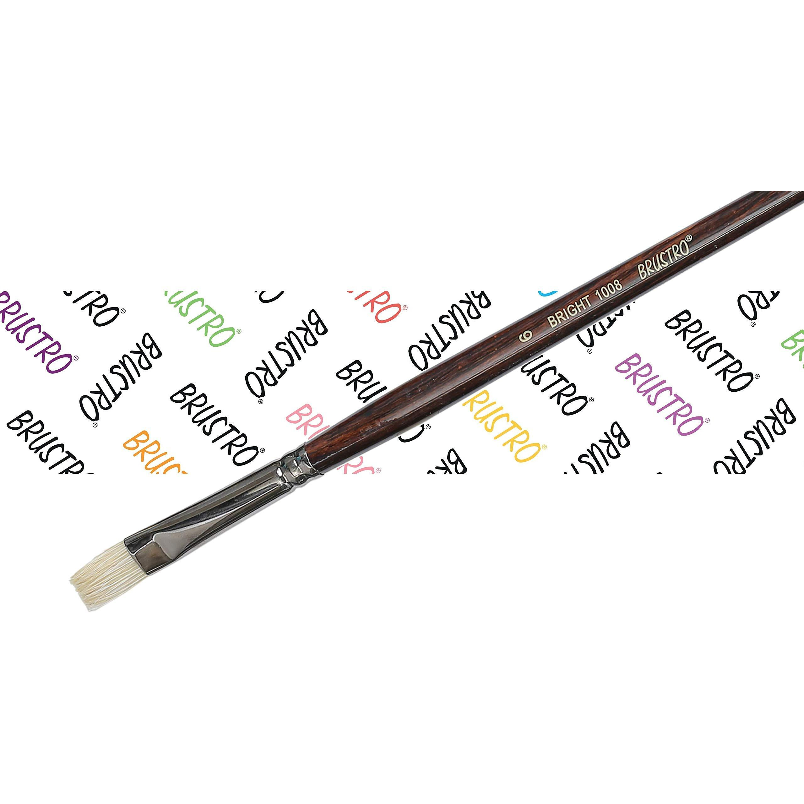 Brustro Artists Bristlewhite Bright Brush Series 1008 - Brush No. 6, Chungking Hog Bristle | Ideal For Oil, Acrylic Painting On Paper, Canvas, Fine Art Students And Professionals