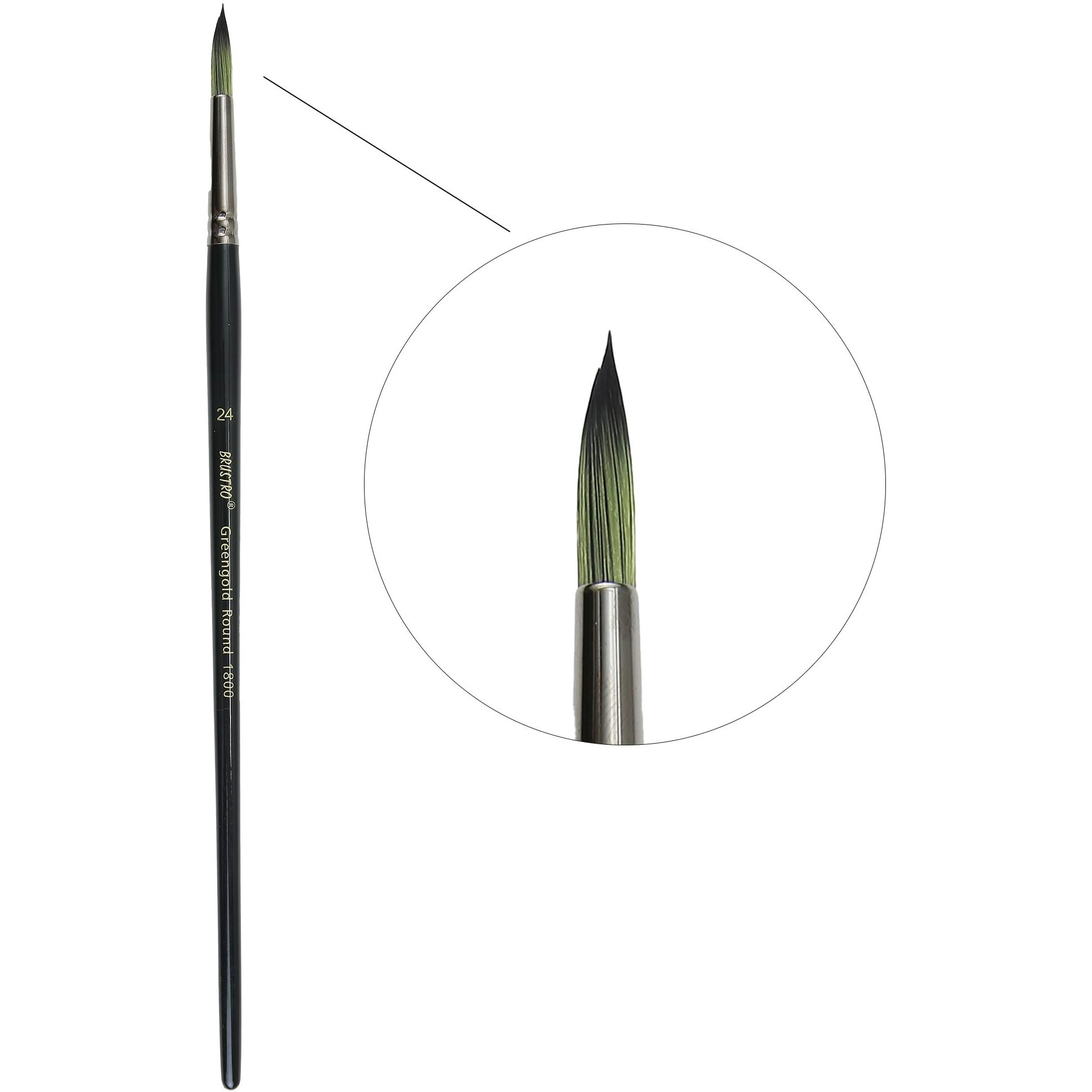 Brustro Artists Greengold Acrylic Brush Round Series 1800 - Size - 24 | Ideal For Oil, Acrylic Painting On Paper, Canvas, Fine Art Students And Professional.