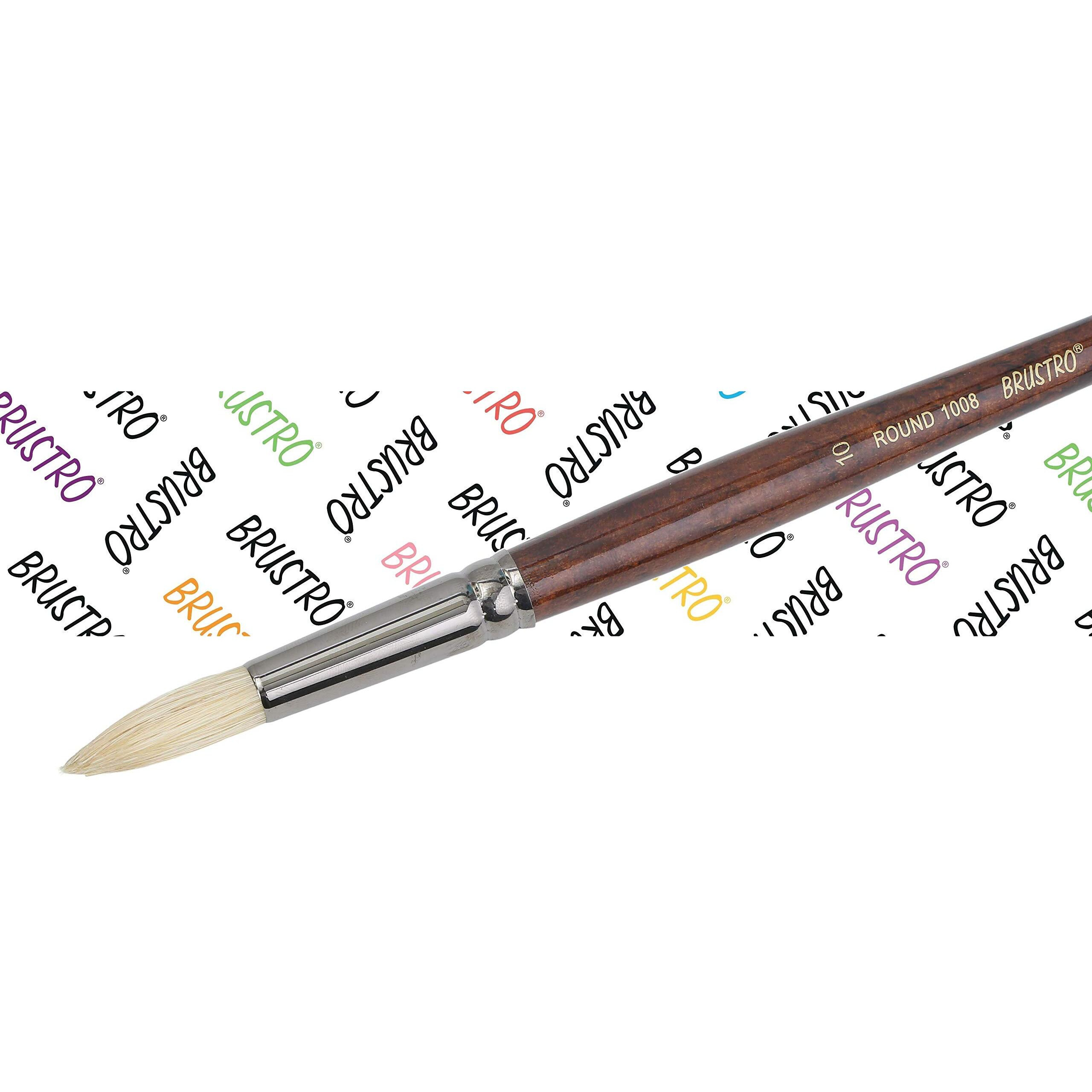 Brustro Artists Bristlewhite Round Brush Series 1008 | Brush No.10, Chungking Hog Bristle |Ideal For Oil, Acrylic Painting On Paper, Canvas, Fine Art Students And Professionals.