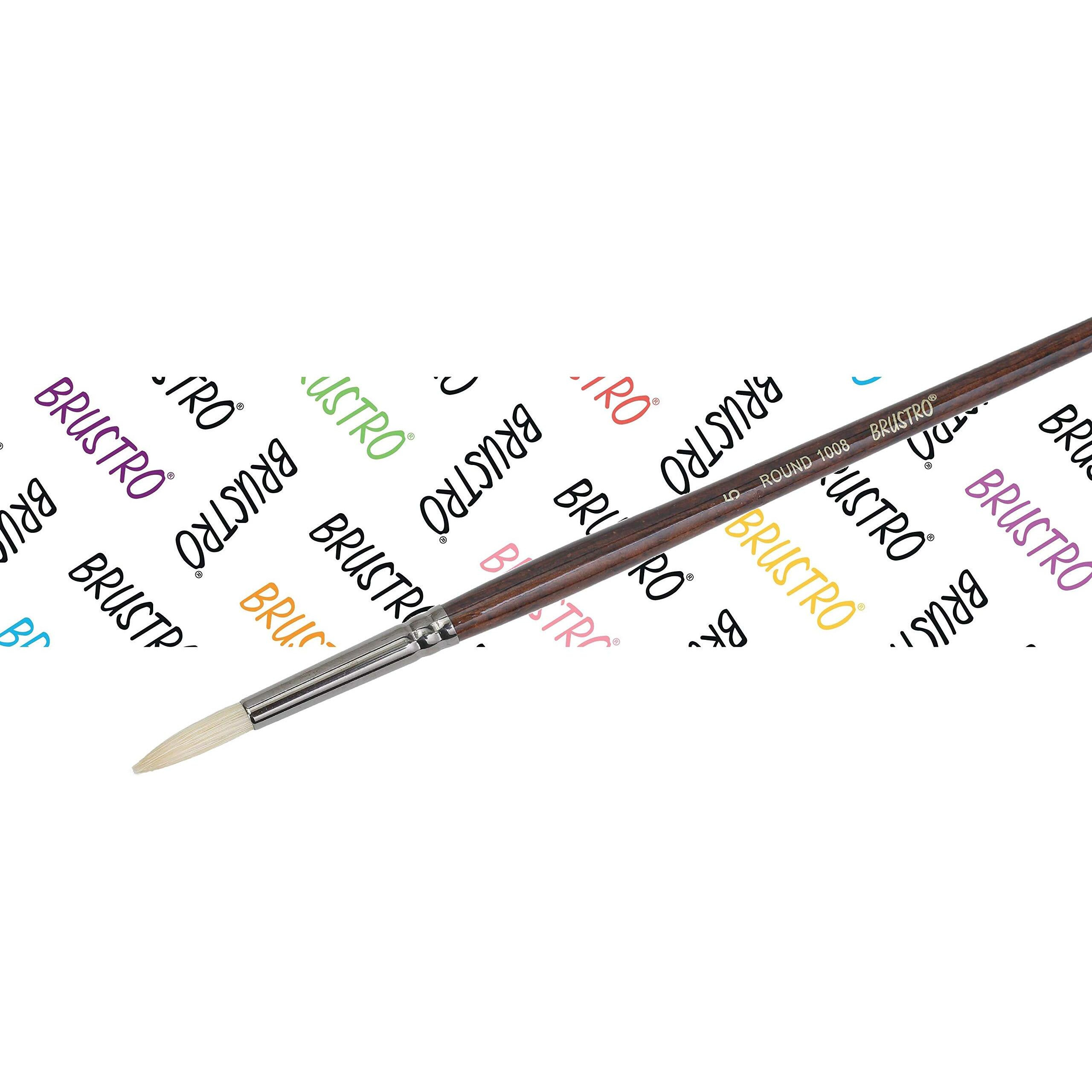 Brustro Artists Bristlewhite Round Brush Series 1008 | Brush No.5, Chungking Hog Bristle |Ideal For Oil, Acrylic Painting On Paper, Canvas, Fine Art Students And Professionals.