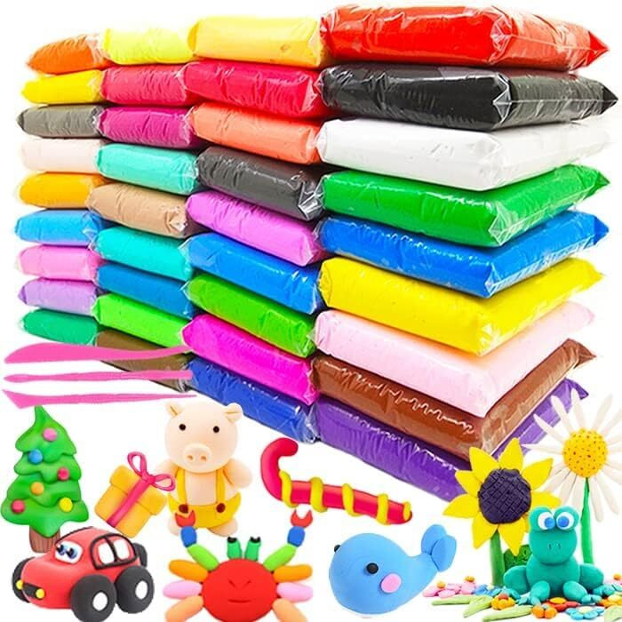 Eclet (Pack Of 1Air Dry Clay, Colorful Children Soft Clay, Creative Art Crafts, Gifts For Kids-Multi Color. Non-Toxic Modeling Magic Fluffy Foam Bouncing Clay Putty Kit For Kids With Tools .24
