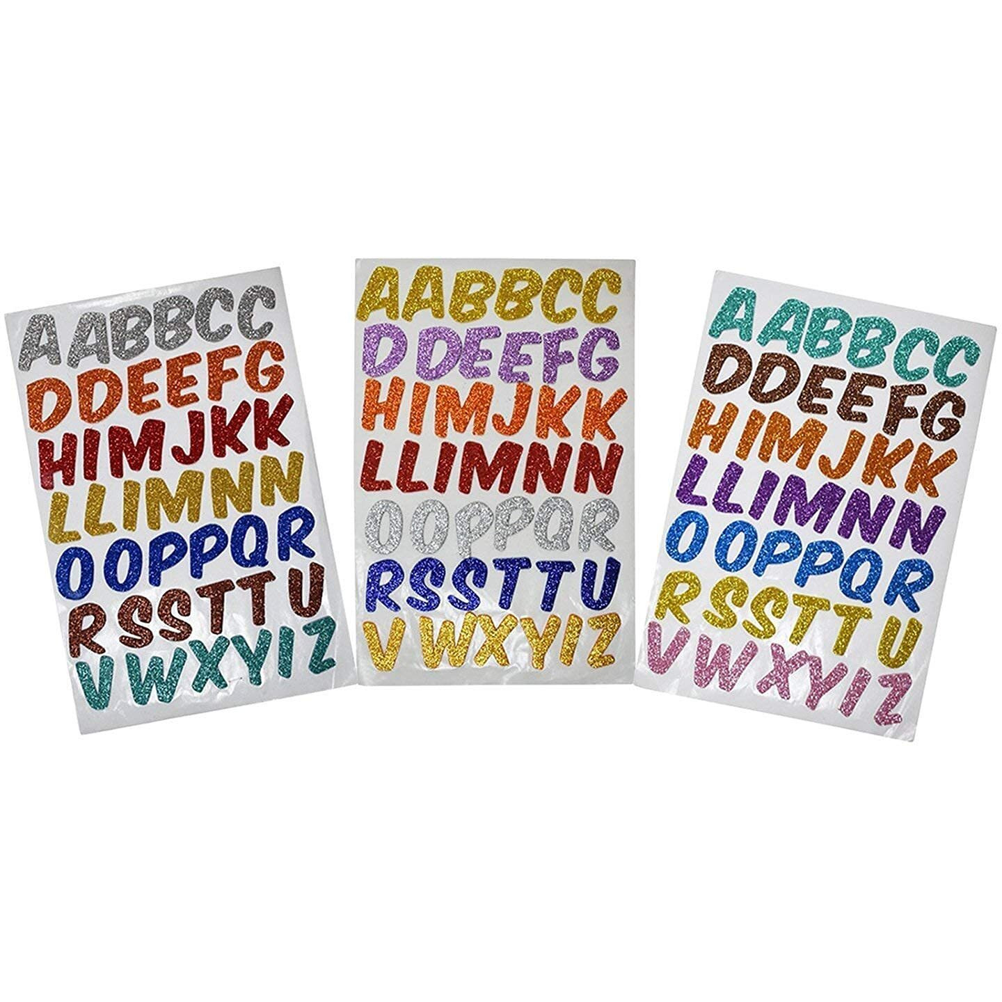 Eclet Glitter Foam Self Adhesive Abcd/Alphabets Wall Stickers For Art And Craft (Multicolour Medium) -Set Of 3 Sheets, 70 Mm