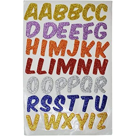 Eclet Glitter Foam Self Adhesive Abcd/Alphabets Wall Stickers For Art And Craft (Multicolour Medium) -Set Of 3 Sheets, 70 Mm
