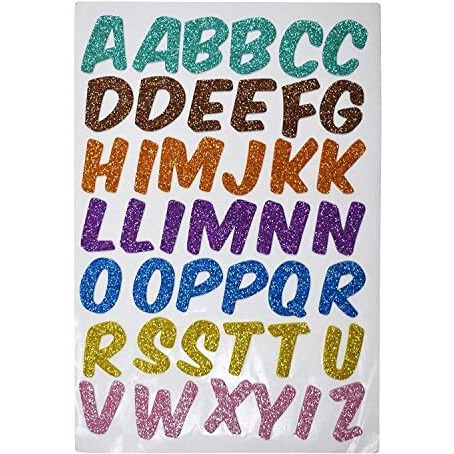 Eclet Glitter Foam Self Adhesive Abcd/Alphabets Wall Stickers For Art And Craft (Multicolour Medium) -Set Of 3 Sheets, 70 Mm