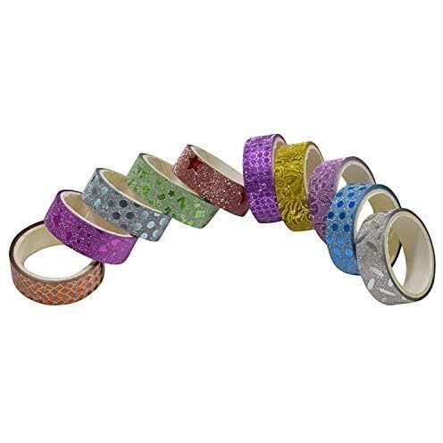 Eclet Pack Of 36Pcs Colorful Decorative Adhesive Glitter Tape Rolls, Color Tape, Designer Tape, Decorative Material Set Of 36 Pieces Craft Material Glitter Tape Decoration