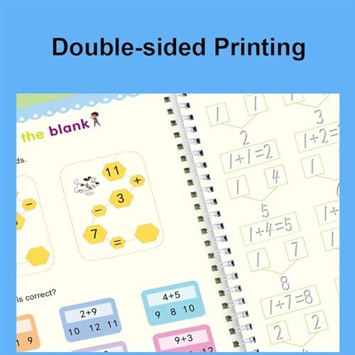 Eclet Magic Book For Kids, Sank Magic Practice Copybook, (4 Book+10 Refill+1 Pen+1 Grip) Number Tracing Book For Pre-Schoolers With Pen, Magic Calligraphy Copybook Set Writing Tool For Kids(A)