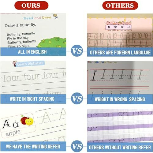 Eclet Magic Book For Kids, Sank Magic Practice Copybook, (4 Book+10 Refill+1 Pen+1 Grip) Number Tracing Book For Pre-Schoolers With Pen, Magic Calligraphy Copybook Set Writing Tool For Kids