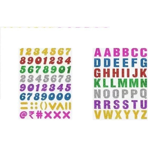 Ecletsparkle Numbers And Alphabet Designed Glitter Stickers Used For Making Scrap Book And Projects