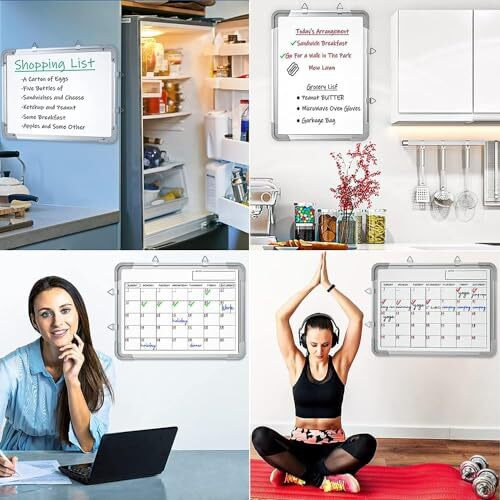 Eclet Aluminum Non Magnetic 1 X 1 Feet Double Sided White Board And Chalk Board Front Side Whiteboard Marker Surface And Back Side Chalkboard Surface ((1 X 1 Feet, Pack Of 1 Item) (1 X 1)