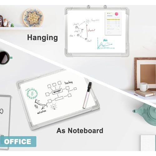 Eclet Alloy Steel, Aluminium Non Magnetic 1 X1.5 Feet Double Sided White Board Front Side Whiteboard Marker Surface And Back Side Chalkboard Surface With Dustor Scale Marker (1X1.5 Feet,) G