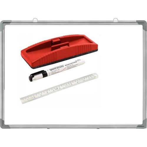 Eclet Aluminum Non Magnetic 1 X 1.5 Feet Double Sided White Board And Chalk Board Front Side Whiteboard Marker Surface And Back Side Chalkboard Surface (1 X 1.5 Feet, Pack Of 1 Item) C (1 X 1.5)