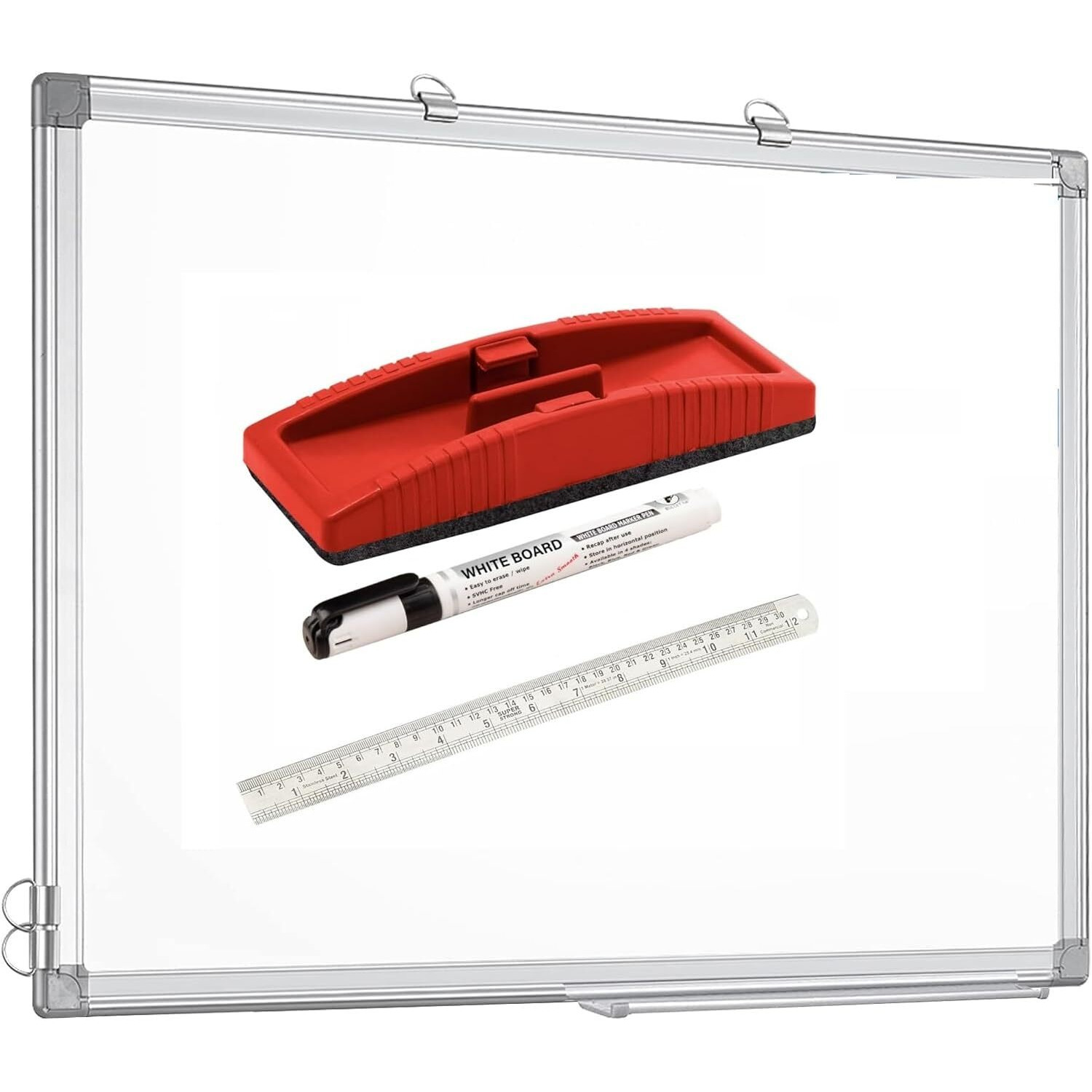 Eclet Non Magnetic 1 X 1.5 Feet Double Sided White Board And Chalk Board Front Side Whiteboard Marker Surface And Back Side Chalkboard Surface (1 X 1.5 Feet, Pack Of 1 Item) B - Alloy Steel (1 X 1.5)