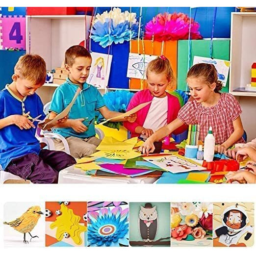 Eclet Neon Origami Paper 15 Cm X 15 Cm Pack Of 100 Sheets (10 Sheet X 10 Color) Fluorescent Color Both Side Coloured For Origami, Scrapbooking, Project Work.35