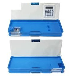 Eclet Pencil Box With Calculator & Dual Sharpener Magnetic Jumbo Pencil Box Geometry Box (Blue) B