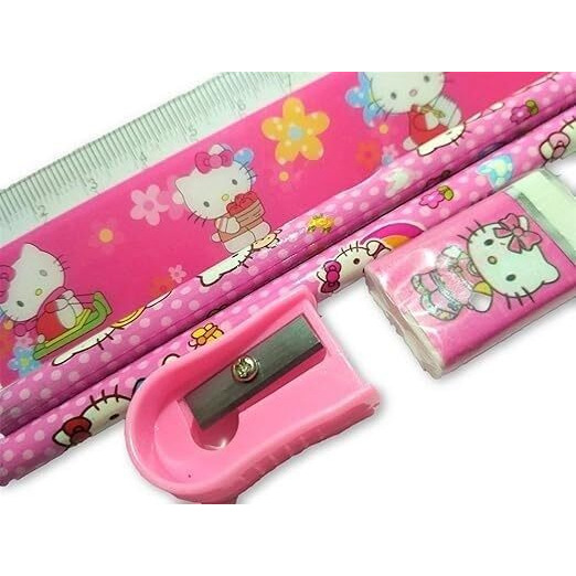 Eclet Party Favor Return Gift In Bulk For Kids Navratri Gift Set Of 6 Pouch Stationery Each Pack Include Pouch Notepad/Pencil/Sharpener/Scale/Sticker Best Return Gift Art Plastic Pencil Box